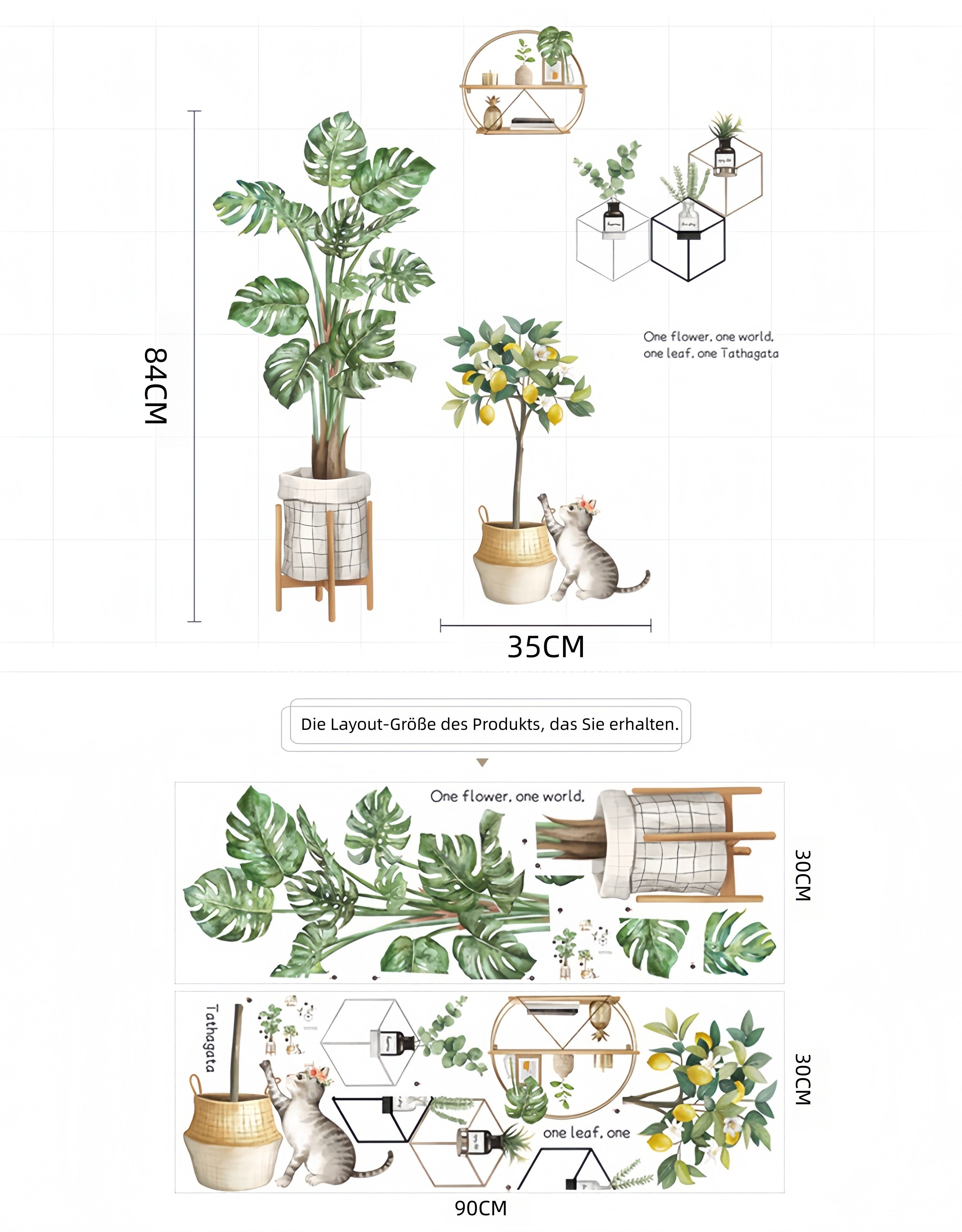 FOUORTUNATE-BEE Wandtattoo Tropische Pflanzen Wandaufkleber für Wohnzimmer günstig online kaufen