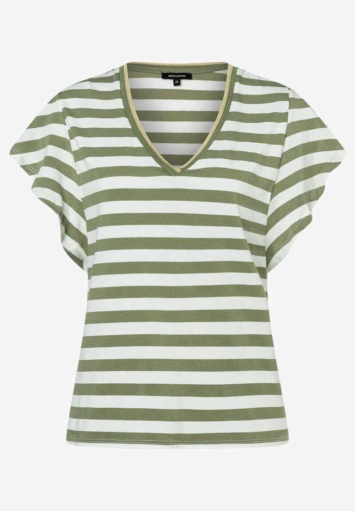 T-Shirt V-Neck Shirt with Stripes