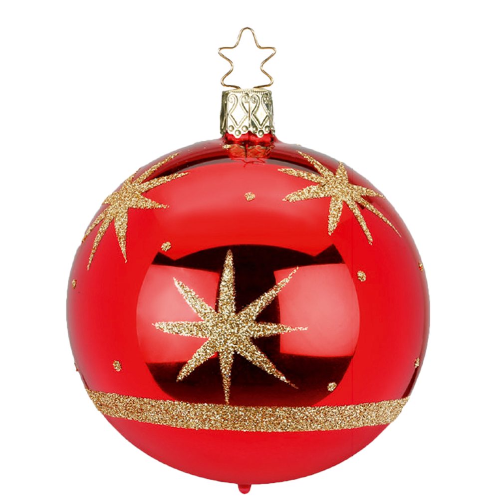 INGE-GLAS® Starry handbemalt Sky (1 St), Weihnachtsbaumkugel mundgeblasen, rot