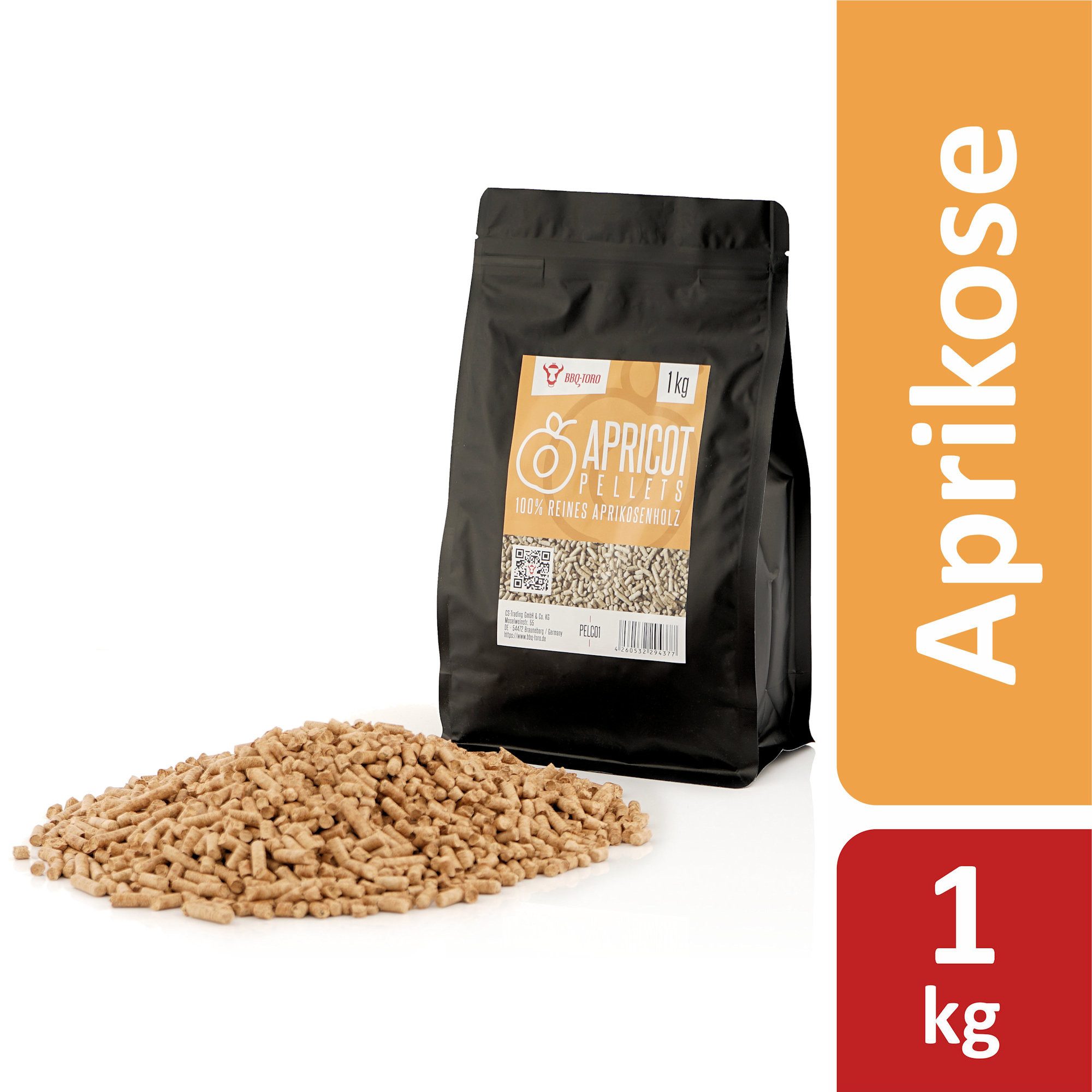 BBQ-Toro Holzpellets Apricot Pellets aus 100% Aprikosenholz, 1 kg, Ofenholz für Grill, 1.00 kg