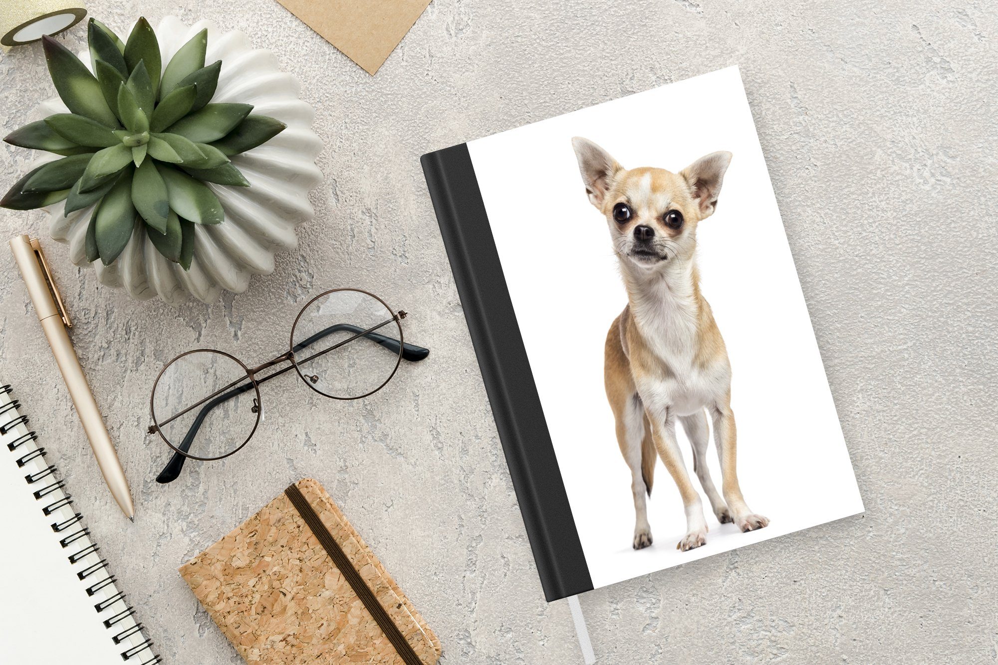Merkzettel, Kamera, A5, MuchoWow schaut 98 Chihuahua Notizheft, Notizbuch Haushaltsbuch in Seiten, Journal, die Tagebuch,
