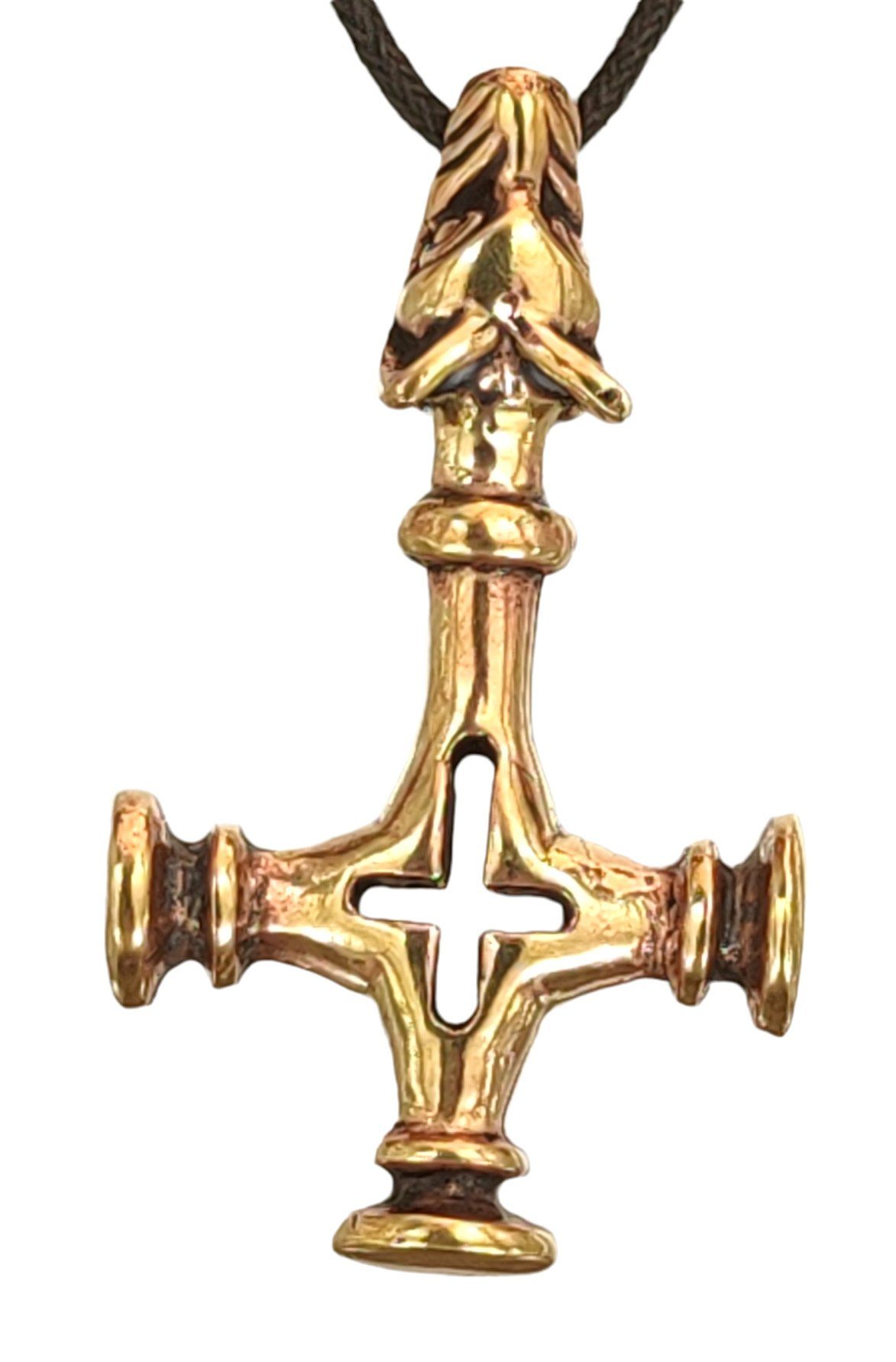 Thor Islandhammer Bronze Anhänger Island Hammer 72 Wolfskreuz Kiss Nr. großer Leather Kettenanhänger of Kreuz