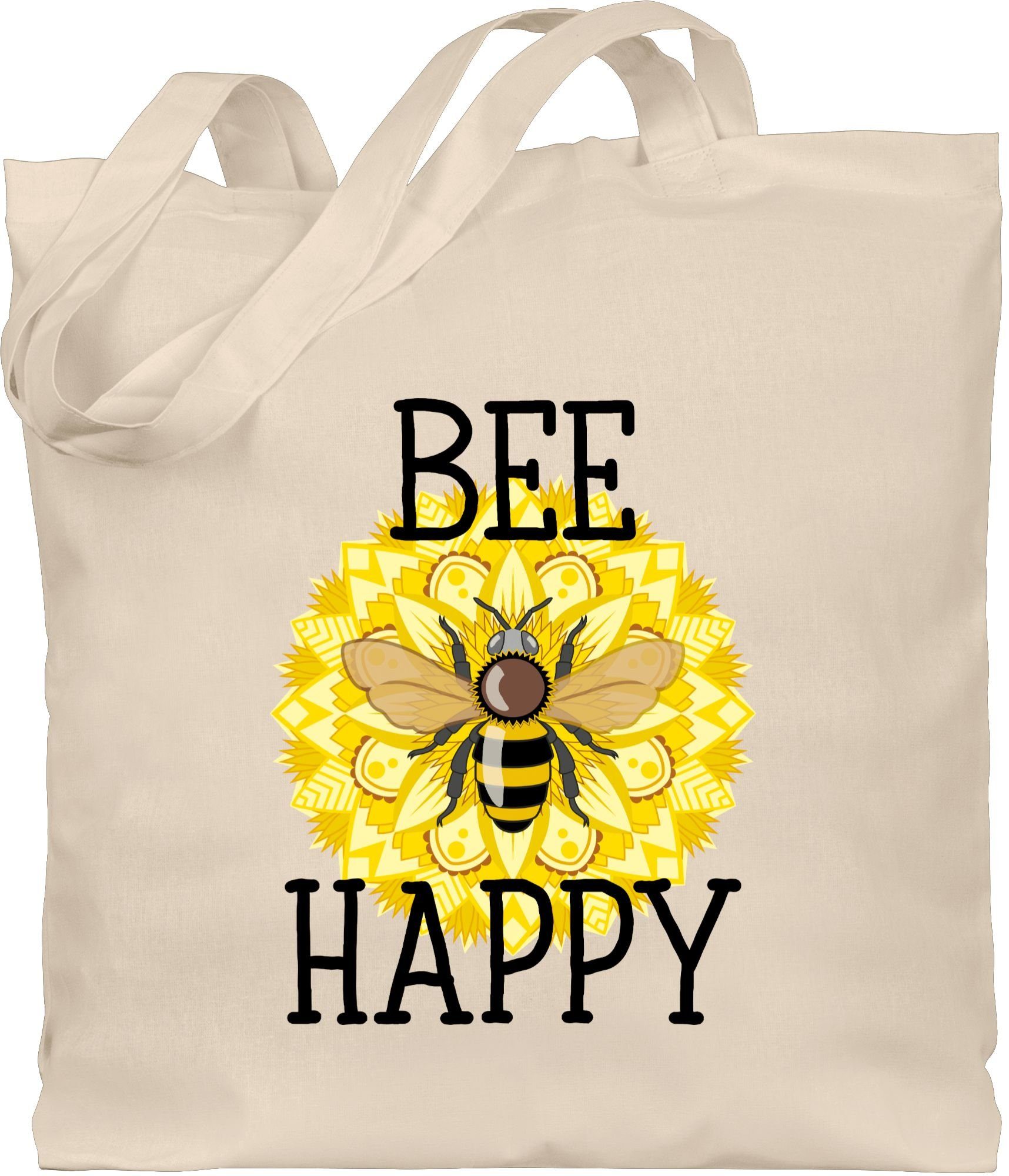 Shirtracer Umhängetasche Bee happy - schwarz, Tiere Zubehör 1 Naturweiß