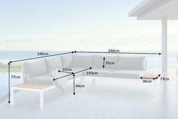 riess-ambiente Sitzgruppe MIAMI LOUNGE 240cm weiß / natur / grau, (Einzelartikel, 1-tlg), Garten-Loungemöbel · wetterfest · Aluminium · Outdoor · Terrasse