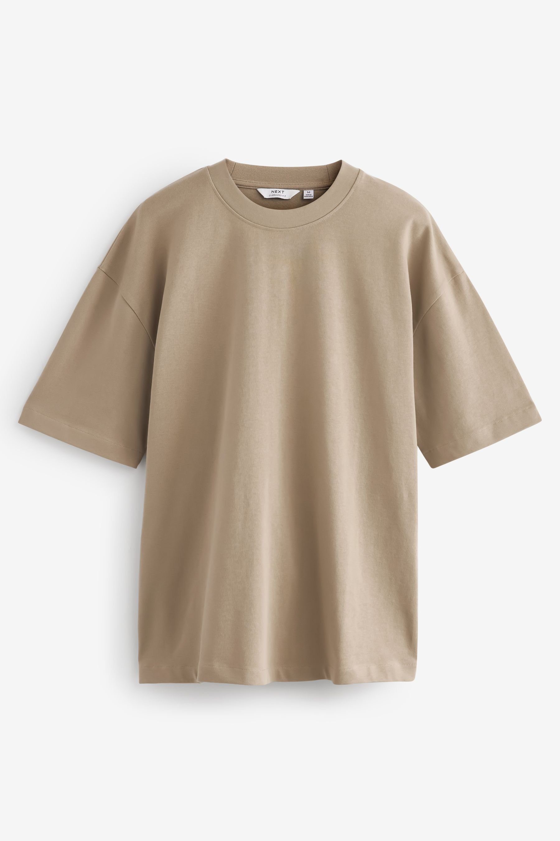 Next T-Shirt Oversized Fit T-Shirt aus schwerem Stoff (1-tlg) Stone Natural