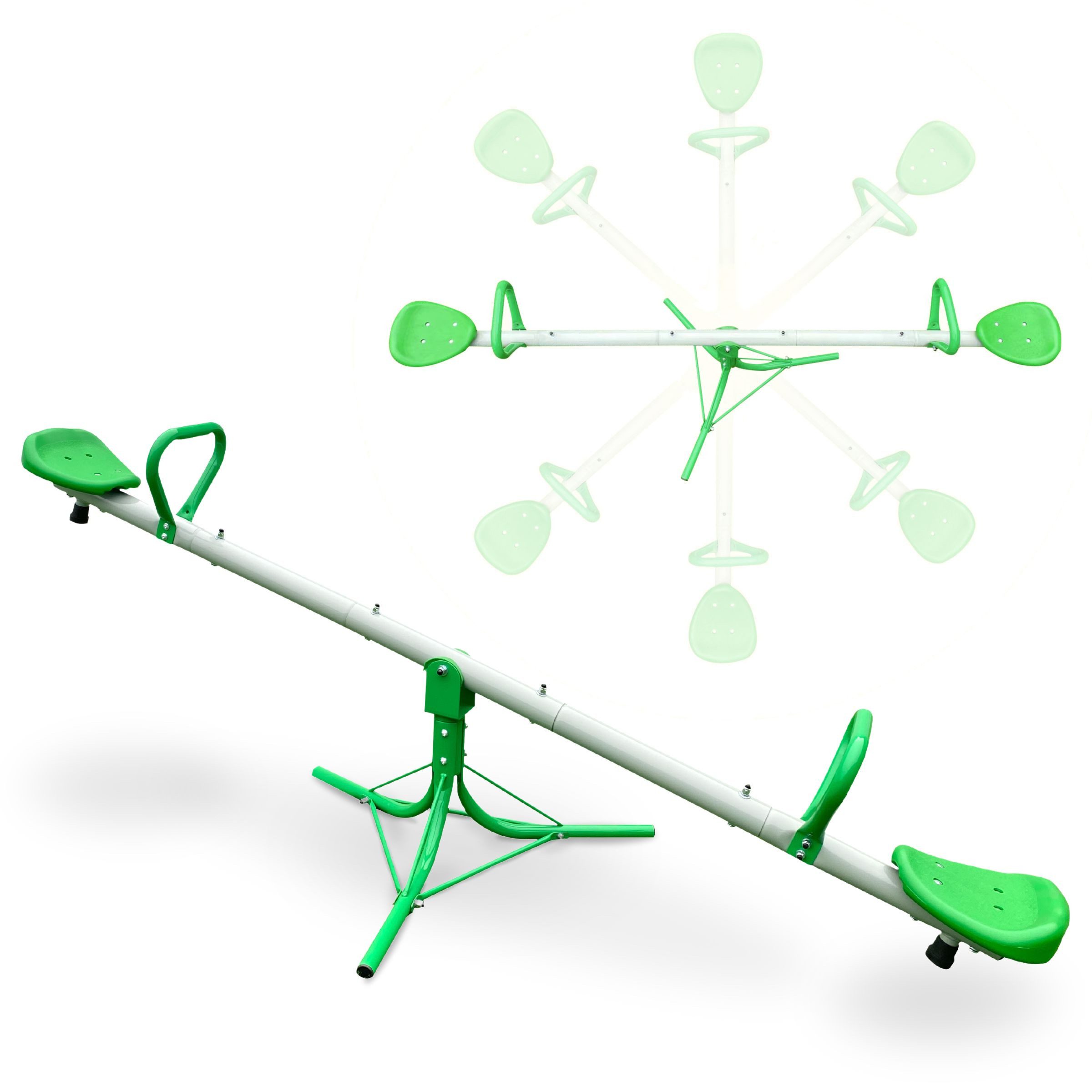 HyperMotion Wippe 360-Grad Drehbare Wippe für Kinder, 2-Sitzer Gartenspielgerät, Grün