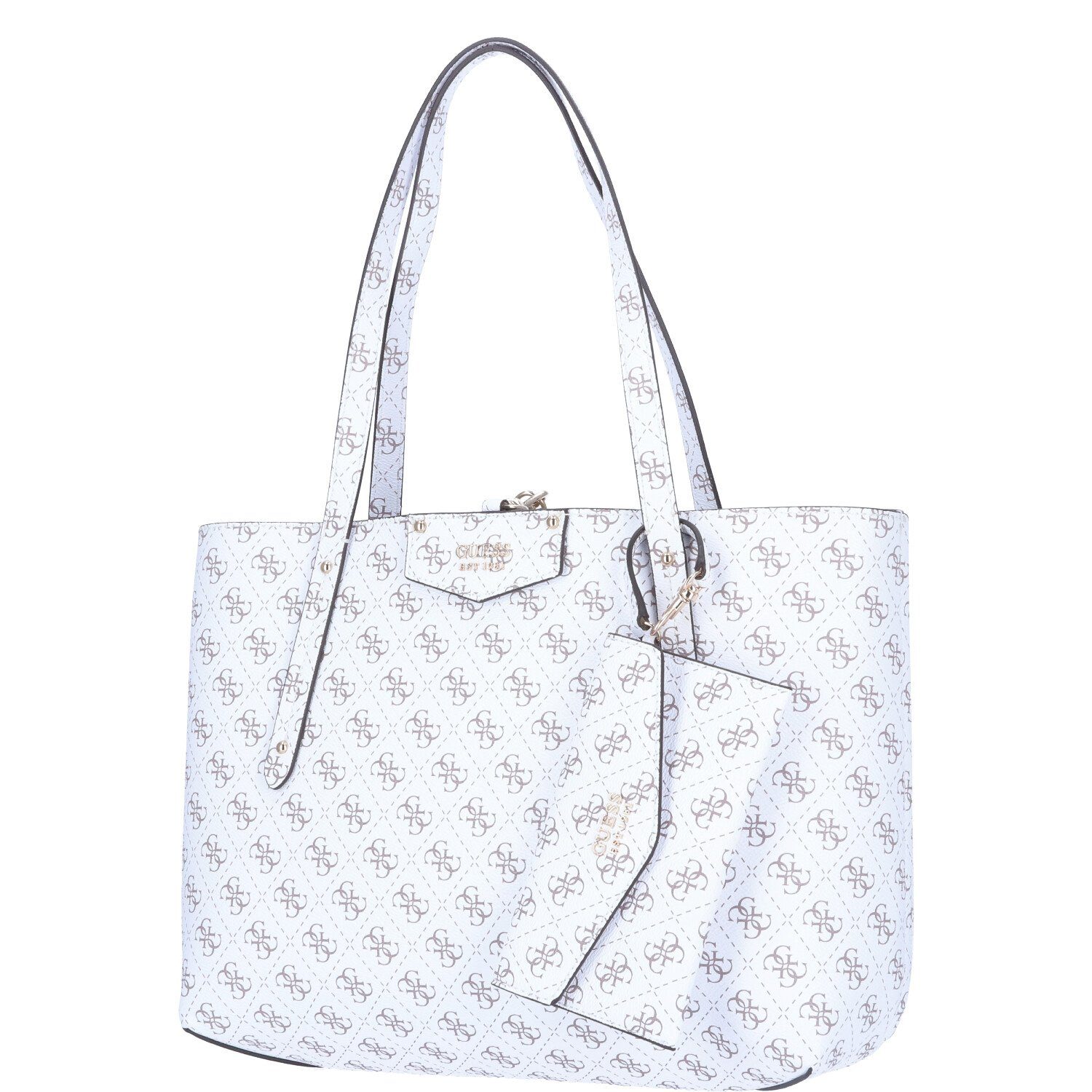 Guess Umhängetasche GUESS Damen Schultertasche Eco Brenton White Logo (1, 1-tlg., 1)