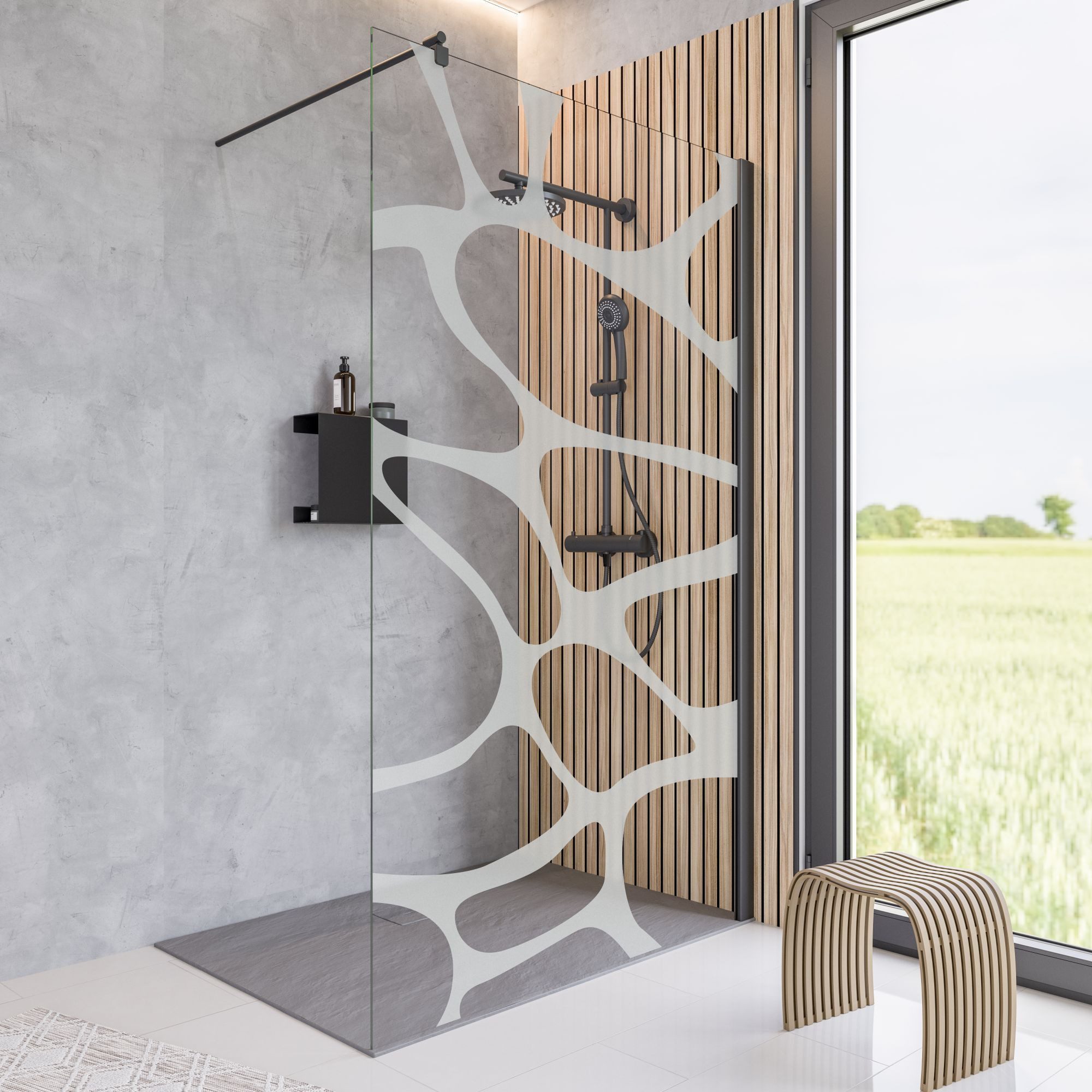 Schulte Walk-in-Dusche Alexa Style 2.0 Duschwand - 90x200 cm, Dekor Wave, Sicherheitsglas, (1 tlg), ohne fixil-Glasversiegelung, Spritzschutz