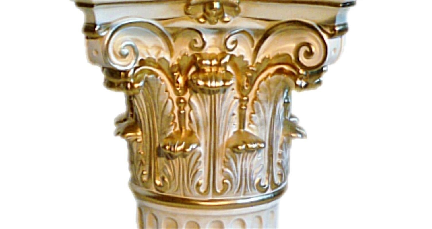 Antikes Wohndesign Küchentisch Esstisch Esszimmertisch Möbel Säulen-Esstisch Griechische Achteckiger