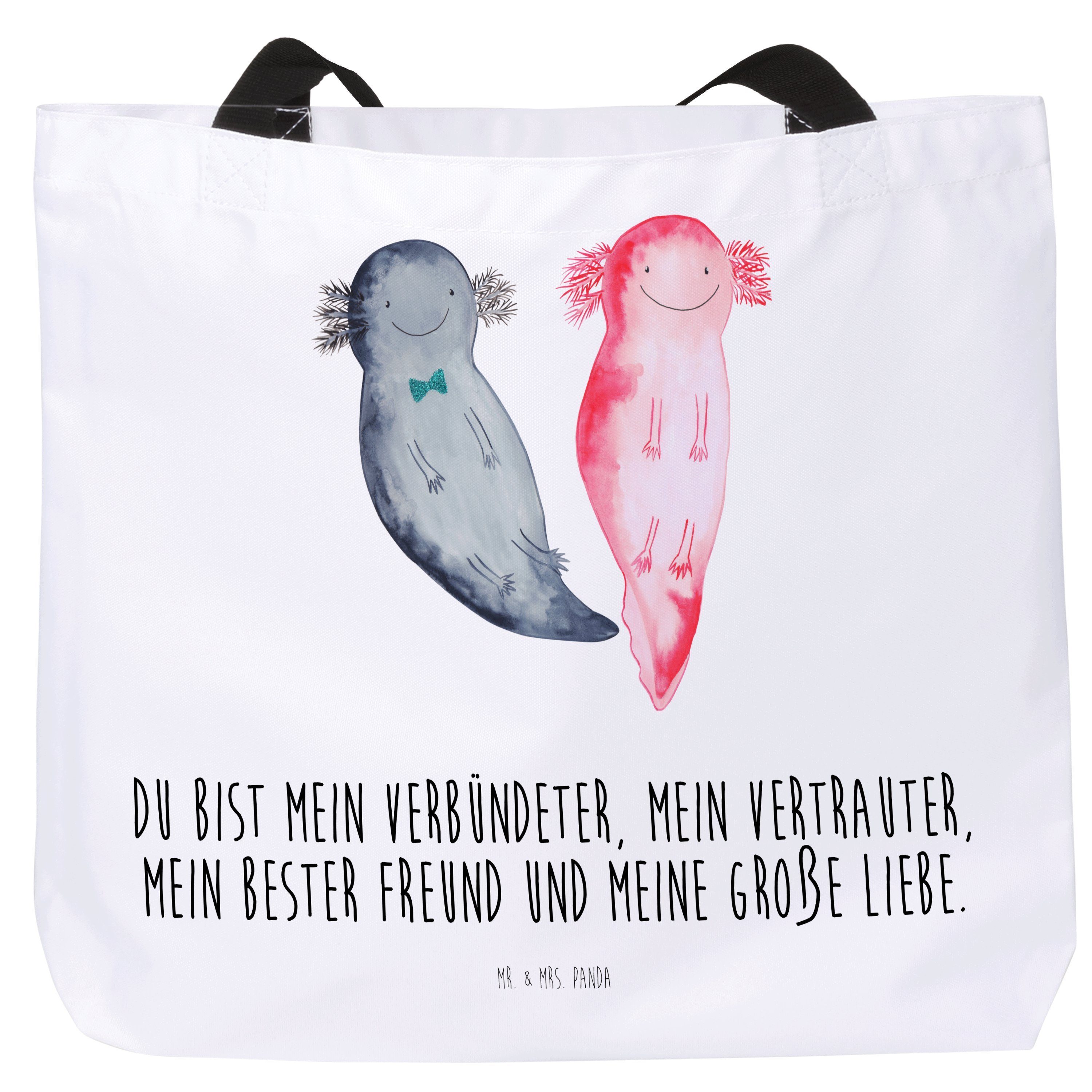 Mr. & Mrs. Panda Schultasche, - Axel+Lotte Weiß Axolotl Geschenk, Shopper (1-tlg) Valentinsta - Liebe
