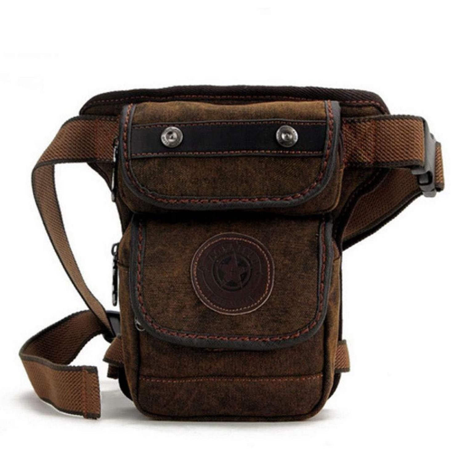 LuxusKollektion Beintasche Beintasche Motorrad Canvas Reitertasche Bauchtasche Leg Bag #08kaffee