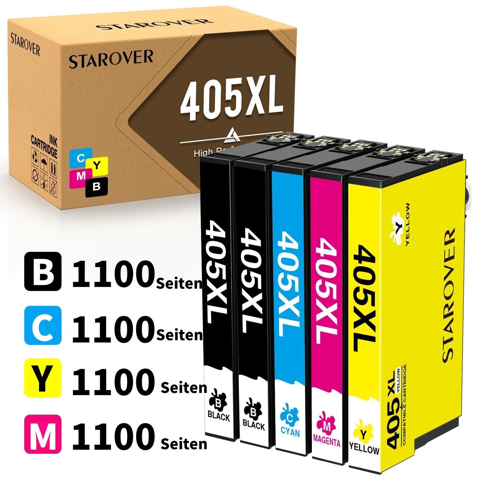 STAROVER 5/10er XXL 405XL Druckerpatronen für EPSON 405 XL Multipack Tintenpatrone (epson workforce pro WF-3820 3825 4820 4825 4830 DWF, WF-7310DTW WF-7830DTWF WF-7835DTWF WF-7840DTWF)