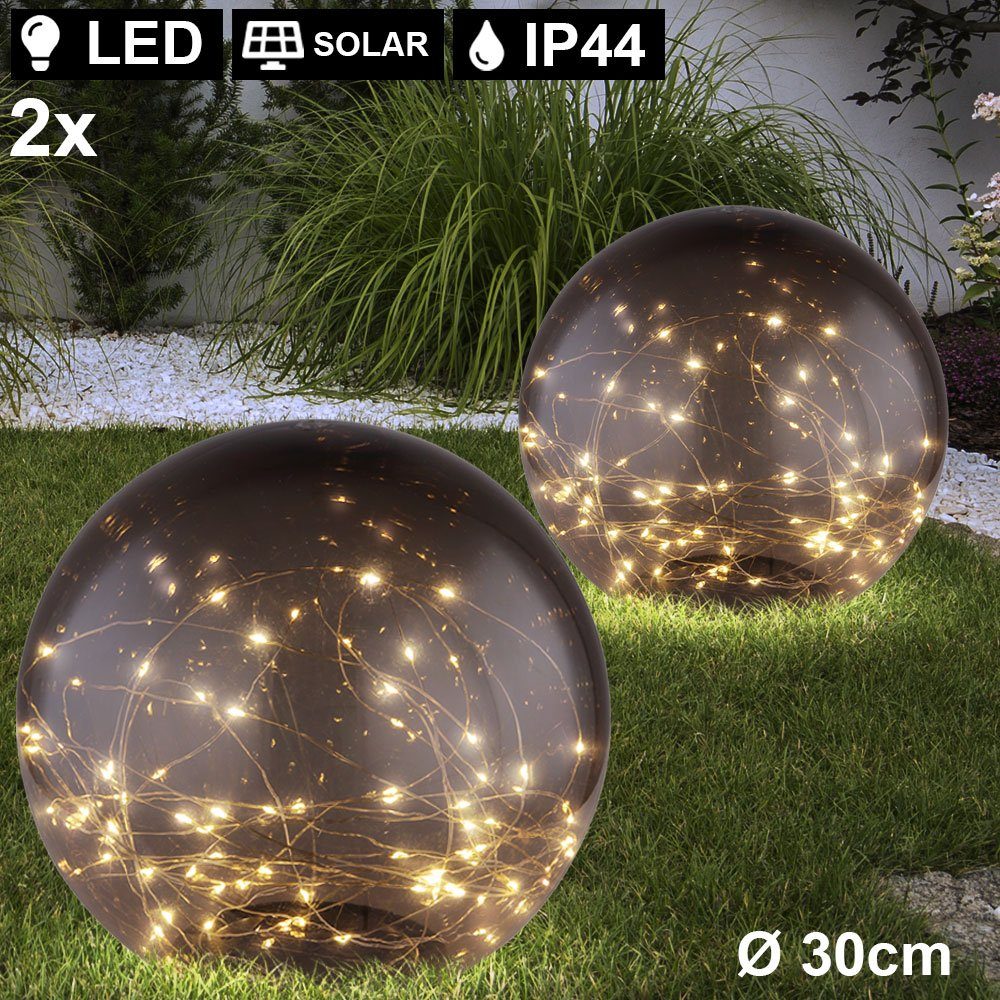 Solarbetriebene Eisen Blume Licht LED Glas Globe Stake Garten Außen Rasen Lampe