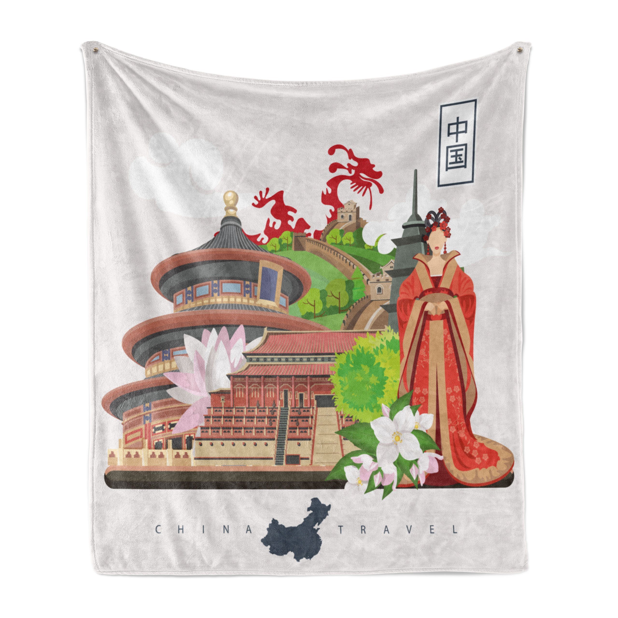 Kleid und Außenbereich, Plüsch Wohndecke Gemütlicher China Kultur den Innen- für Abakuhaus, Palace