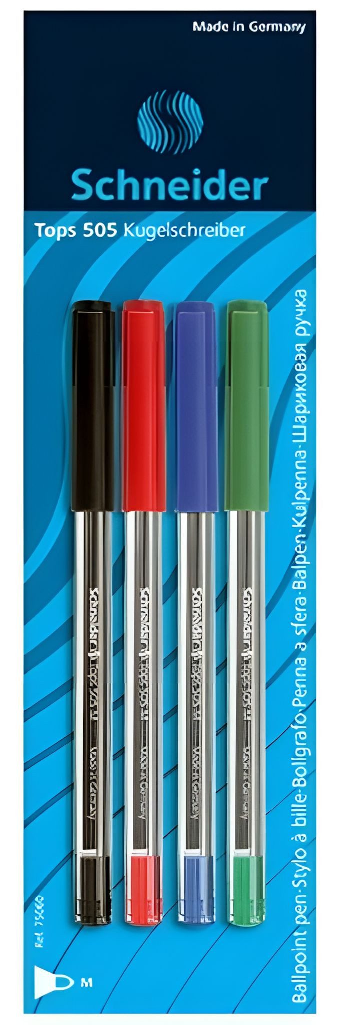 SCHNEIDER Kugelschreiber Schneider Kugelschreiber Tops 505 M sortiert Blister 4 Stück