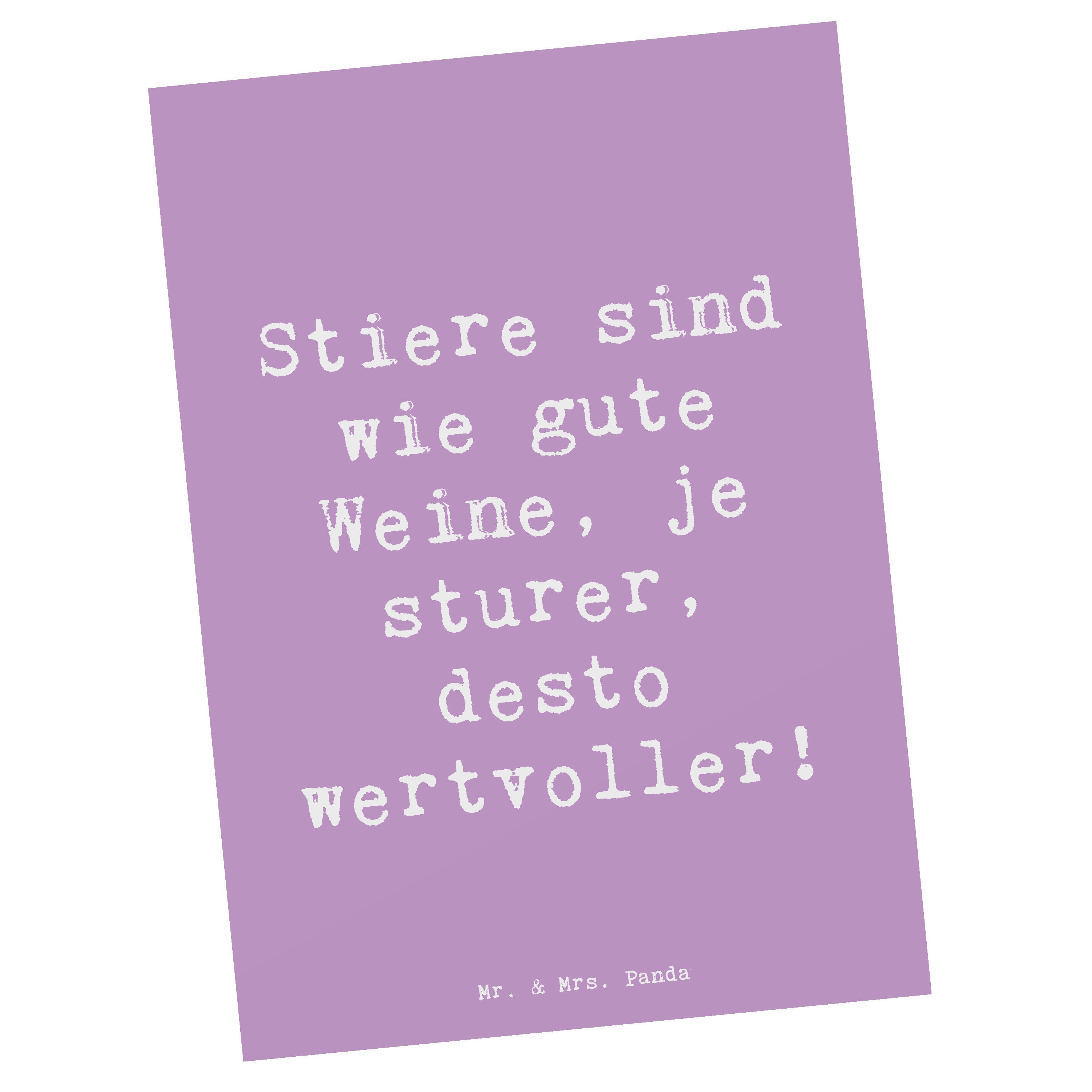 Mr. & Mrs. Panda Postkarte Spruch Sturer Stier, Postkarte, Lavendeltraum, Tierkreiszeichen, Post