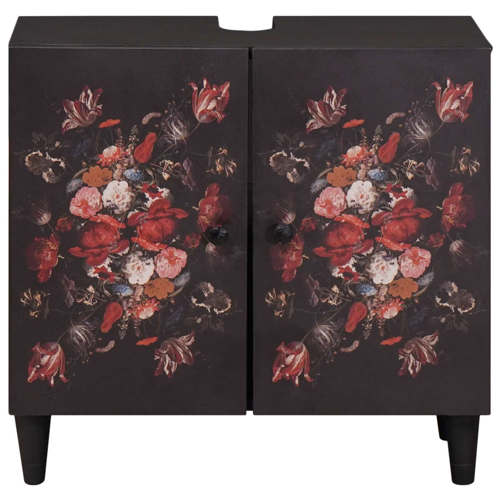vidaXL Badezimmer-Set Waschbeckenunterschrank mit Speicher Mehrfarbig 62 x 33 x 58 cm, (1-St)