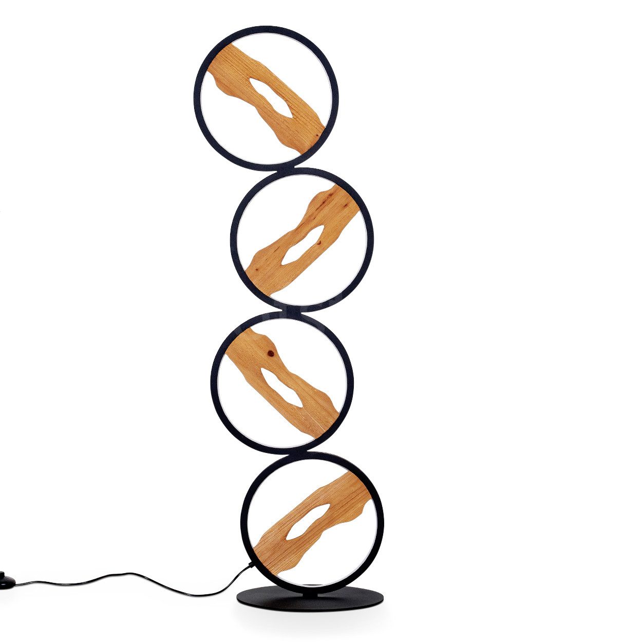 hofstein Stehlampe Stehlampe aus Metall/Holz in Schwarz/Natur, LED fest int günstig online kaufen