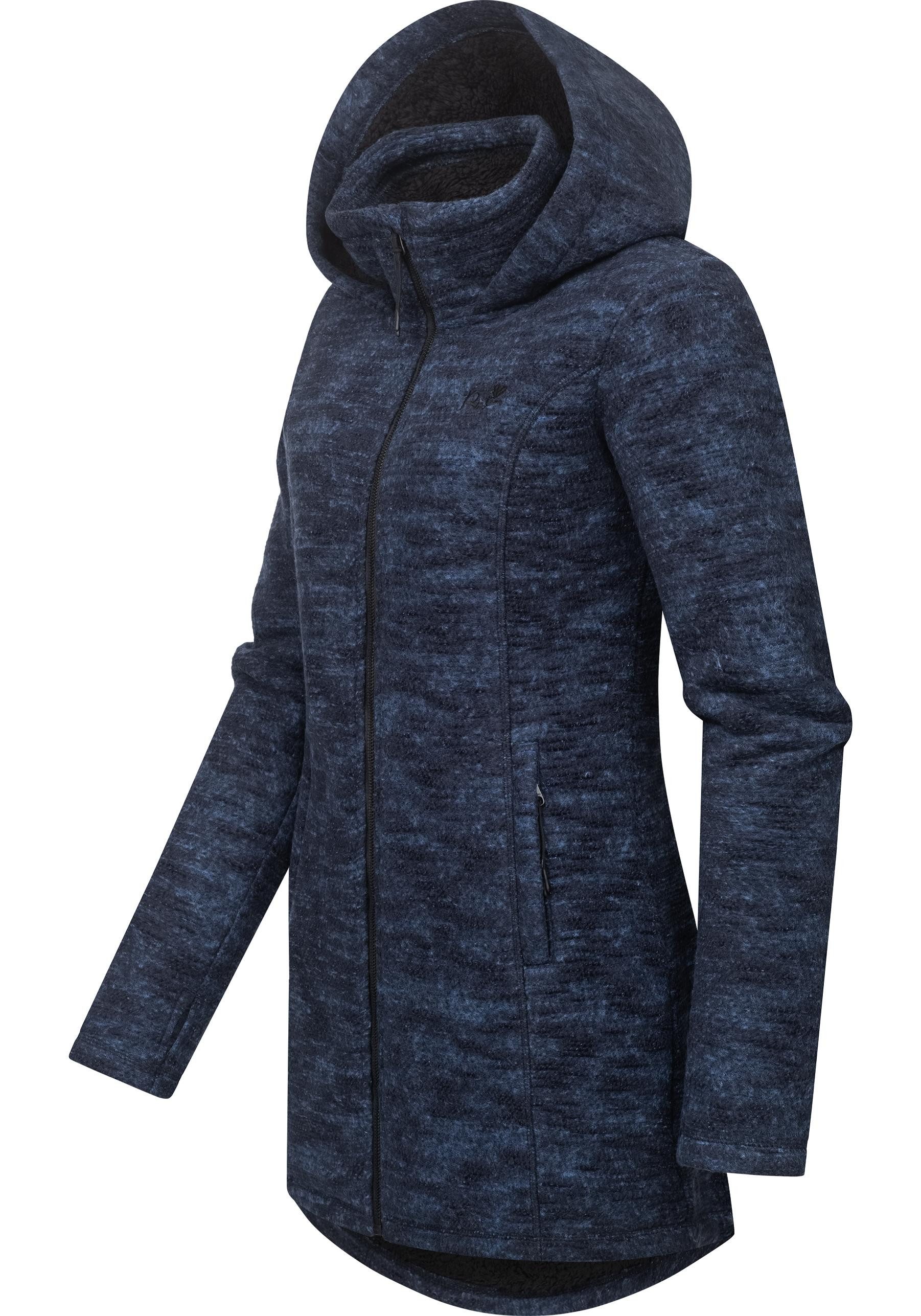 Ragwear Longstrickjacke Leysha Melange Sportliche Kapuzenjacke in melierter Strick-Optik
