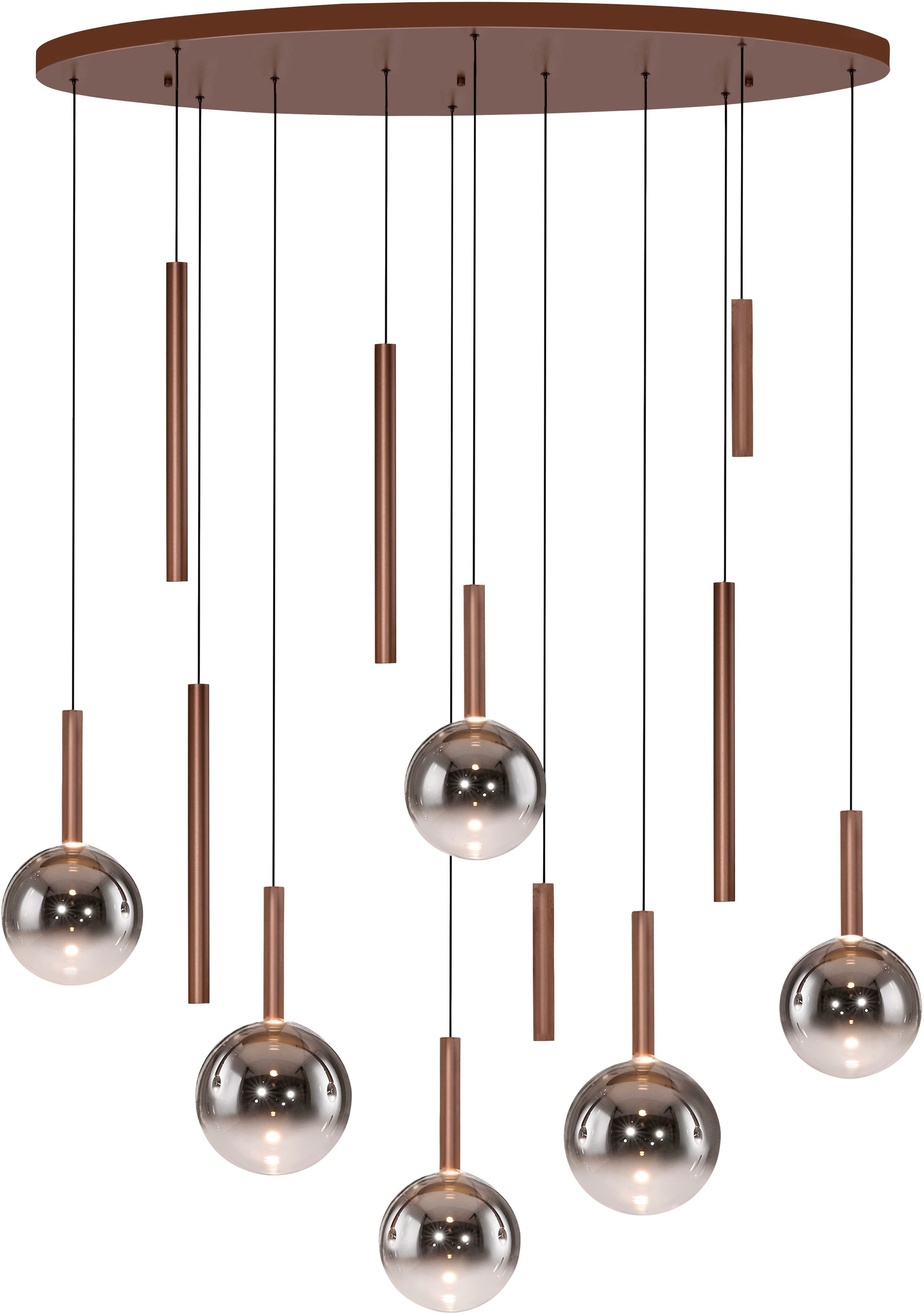 Paul Neuhaus LED Pendelleuchte BOWL, Memoryfunktion, LED fest integriert, Warmweiß, Dimmbar über Lichtschalter, Memory, Höhenverstellbar, Rauchgläser