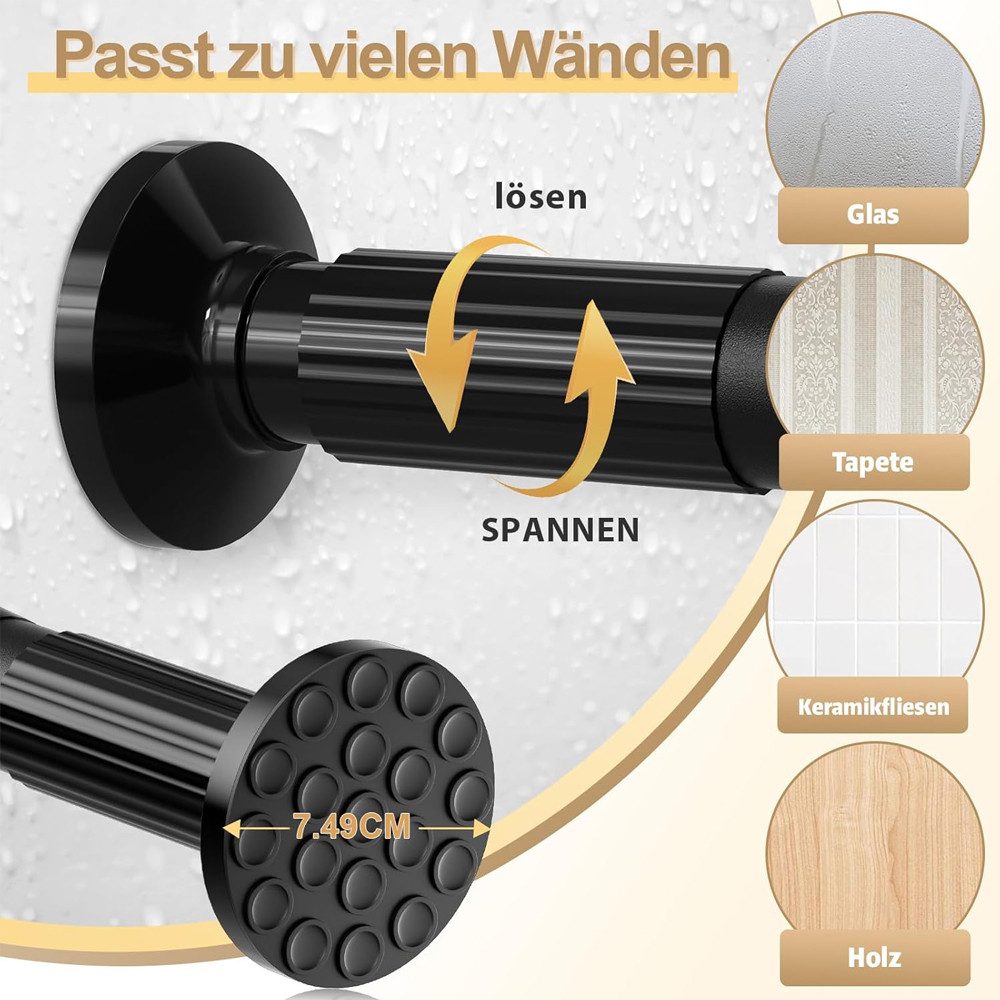 TUWENA Gardinenstange Gardinenstange ohne Bohren Teleskopstange Vorhangstange Klemmstange, 3 Größen Klemmstange Ausziehbar Schlafzimmer 128-177/278-327/328-377c – Bild 5 von 5