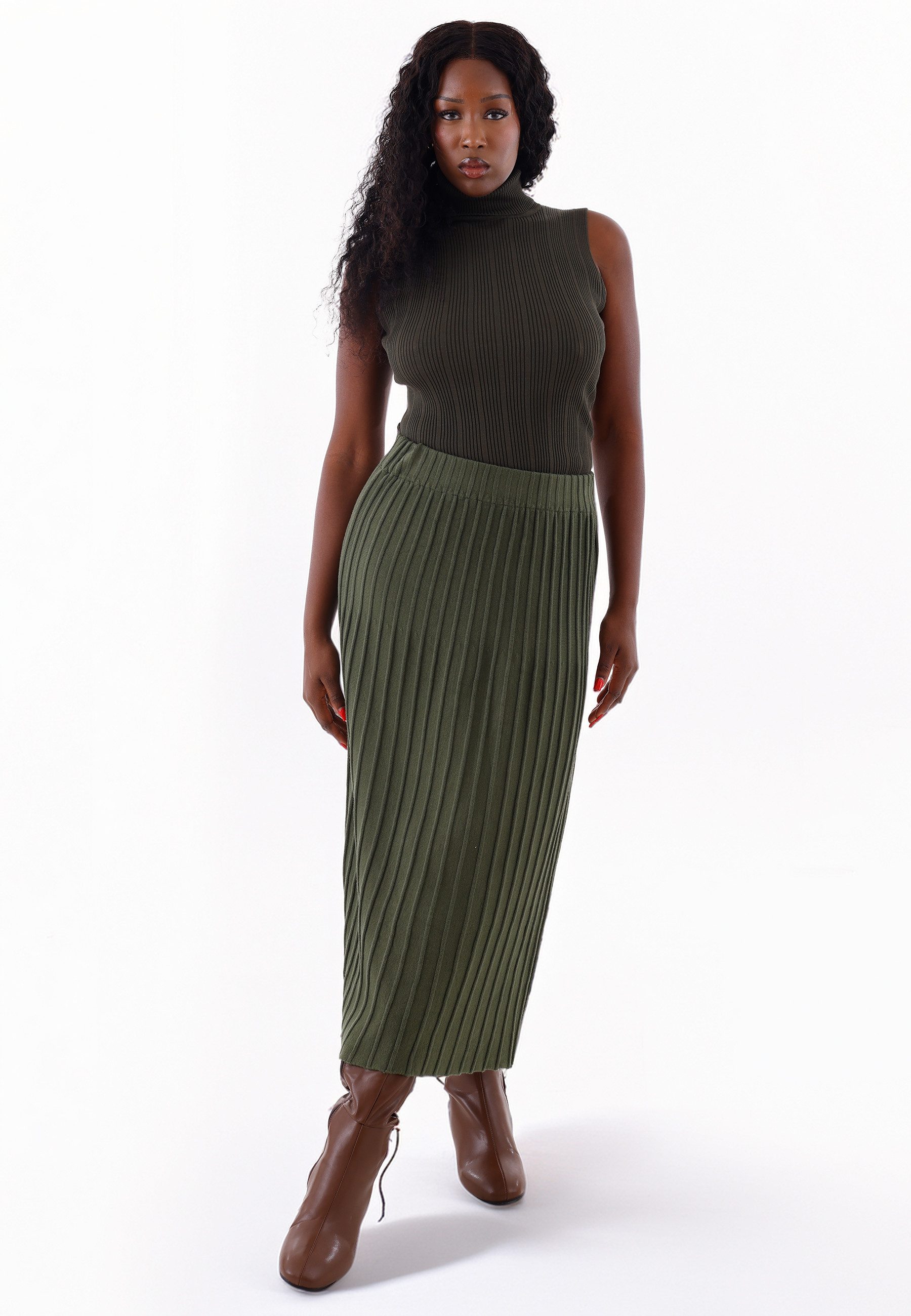 YC Fashion & Style Maxirock Strickrock Midi Rippoptik – elegant & bequem On günstig online kaufen