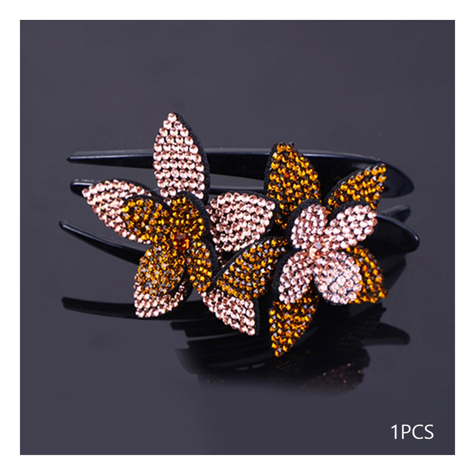 Blusmart Diadem Strass-Haarspange Mit Doppelter Blume, Stilvolle Sekt