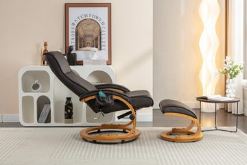 REDOM Massagesessel Ergonomischer Stuhl (2-St., 1er Set, 2-St., Relaxsessel mit Hocker), PU-gepolsterter Massagesessel, mit 5 Vibrationspunkte Massagegerät