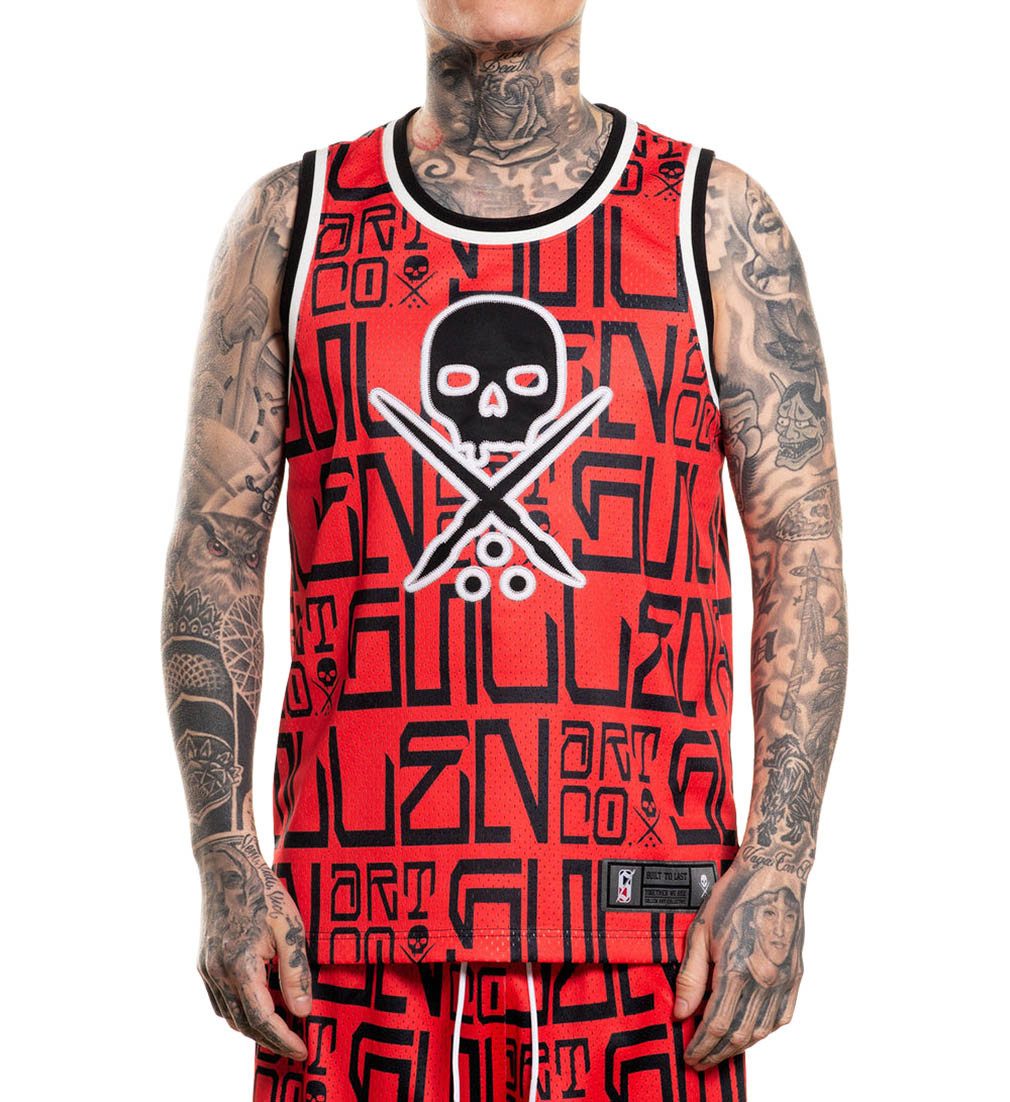 Sullen Clothing Tanktop Meas Jersey Basketball Mesh Netz Schädel