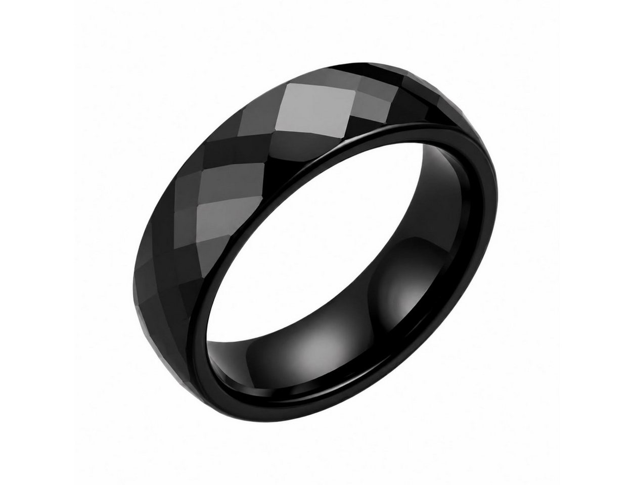 Taffstyle Fingerring Keramikring Partnerring Verlobungsring Elegant Prisma Ring Facettiert (Eleganter Ring aus Keramik mit Prisma Facetten – ideal als Geschenk)