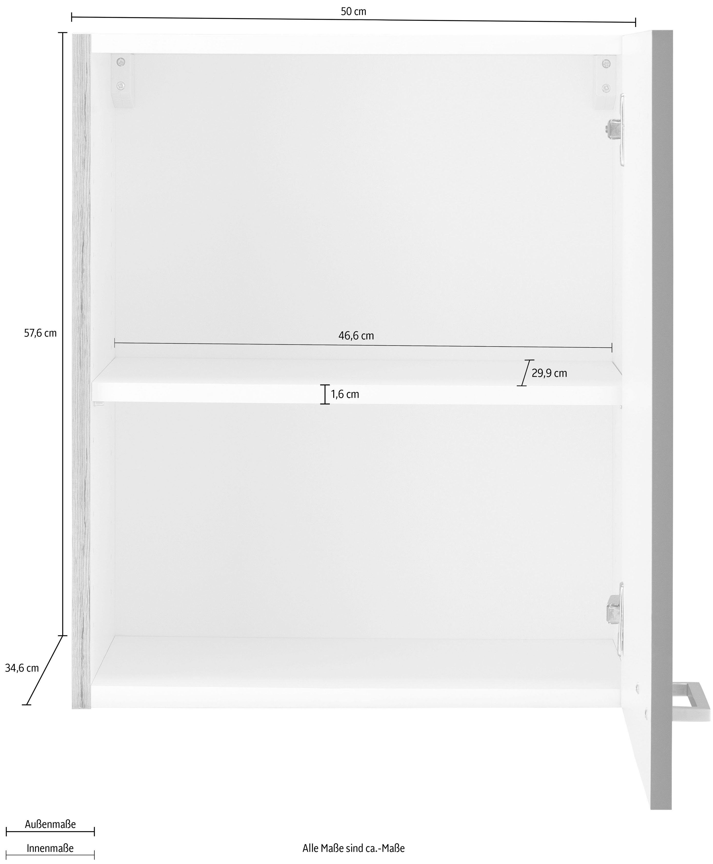 OPTIFIT Hängeschrank Iver Breite 1 cm, wildeichefarben Tür mit | anthrazit 50