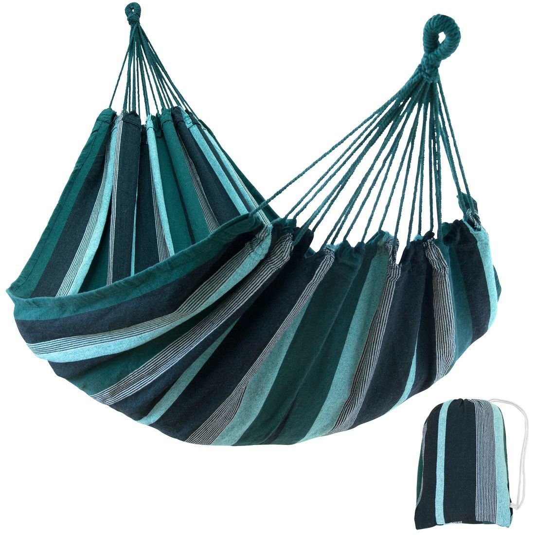 yourGEAR Hängematte Maui Smaragd Hängematte 200x120cm 240 kg Baumwolle Tuchhängematte