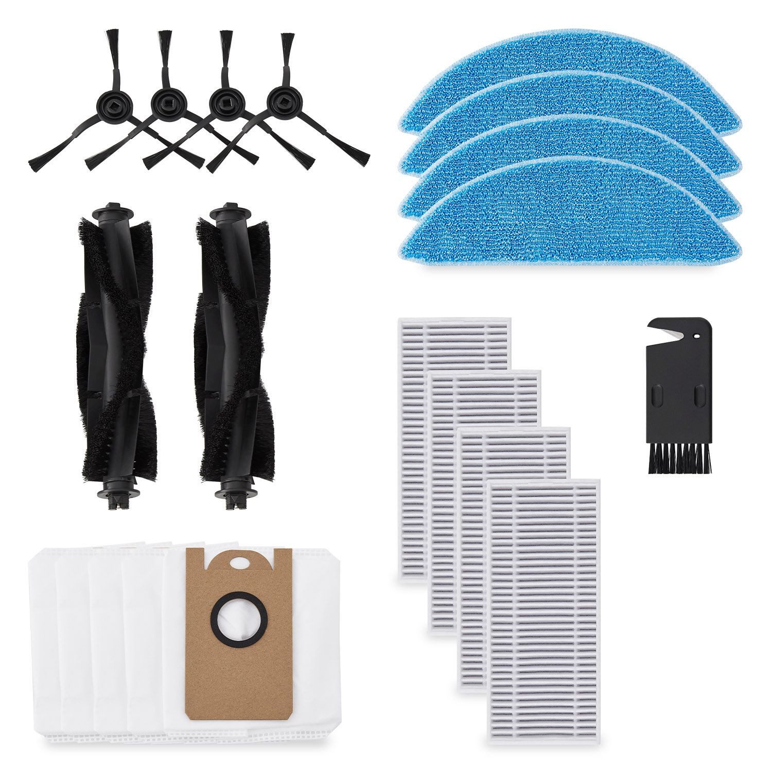 Juskys Saugroboter Zubehör-Set EcoTrek M300, Zubehör für EcoTrek M300, umfasst Bürsten, Filter, Wischtücher und Staubbeutel