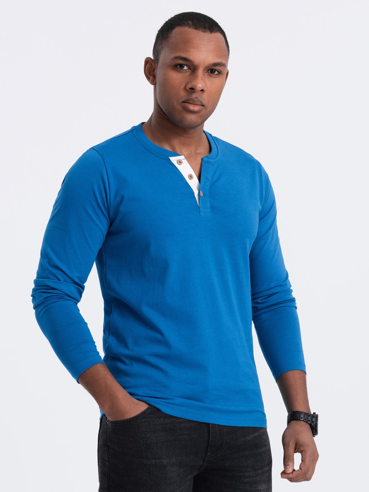 OMBRE Longsleeve Herren Longsleeve mit Knöpfen günstig online kaufen
