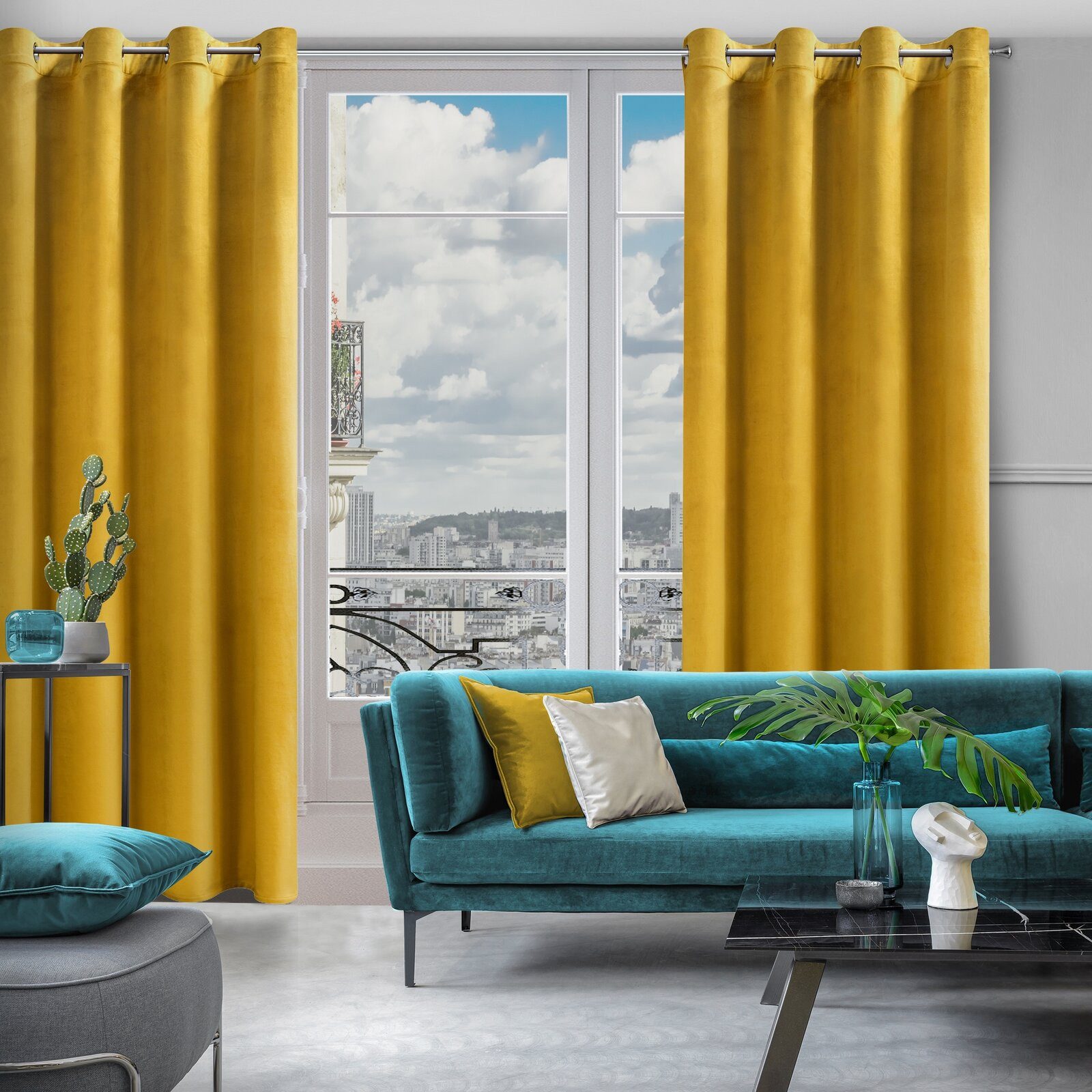 Design91 Vorhang Samtvorhänge 140x250 cm (1 St), Ösen, blickdicht, Samt, Wohnzimmer