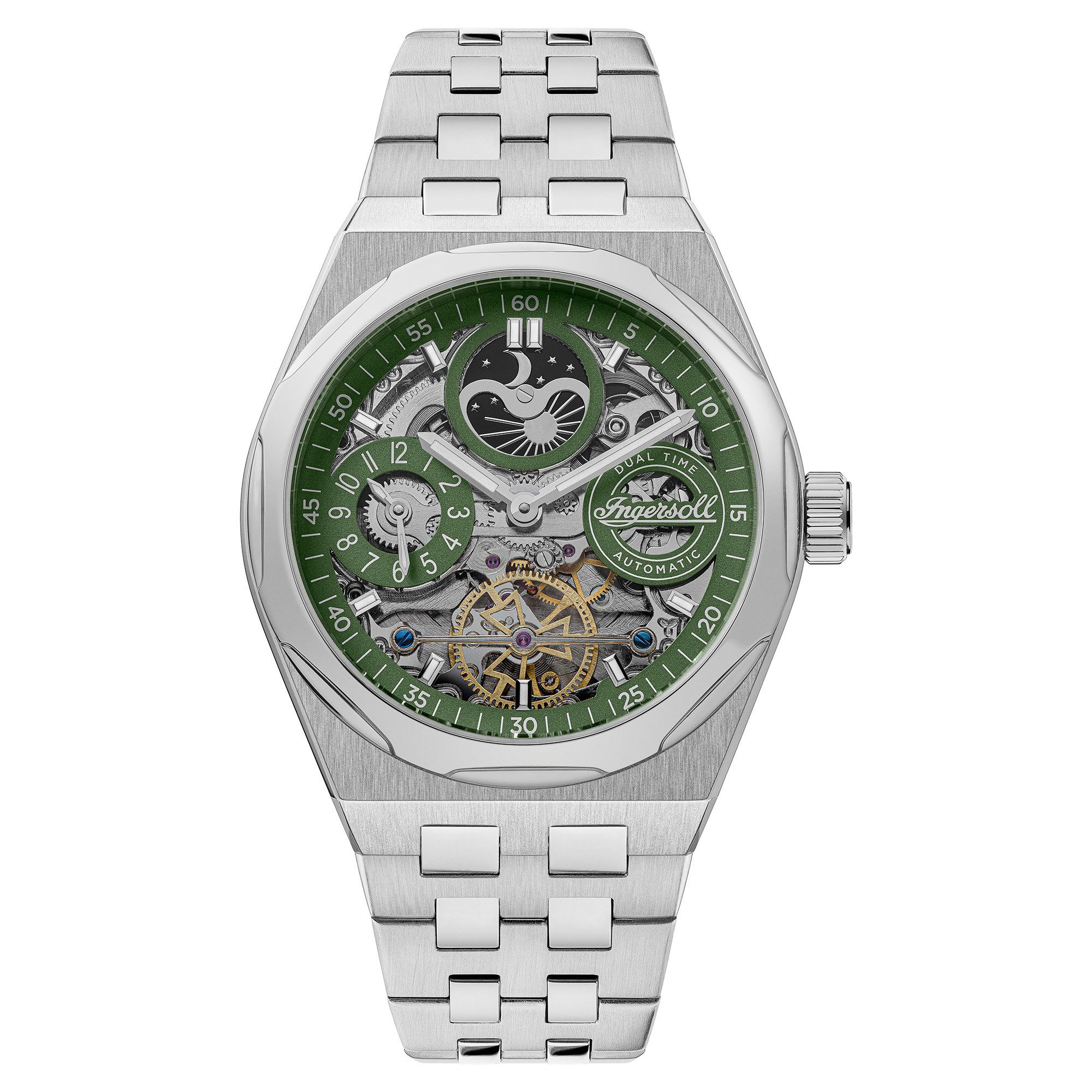 Ingersoll Automatikuhr The Broadway I12905, Armbanduhr, Herrenuhr, Mechanische Uhr, Edelstahlarmband, analog