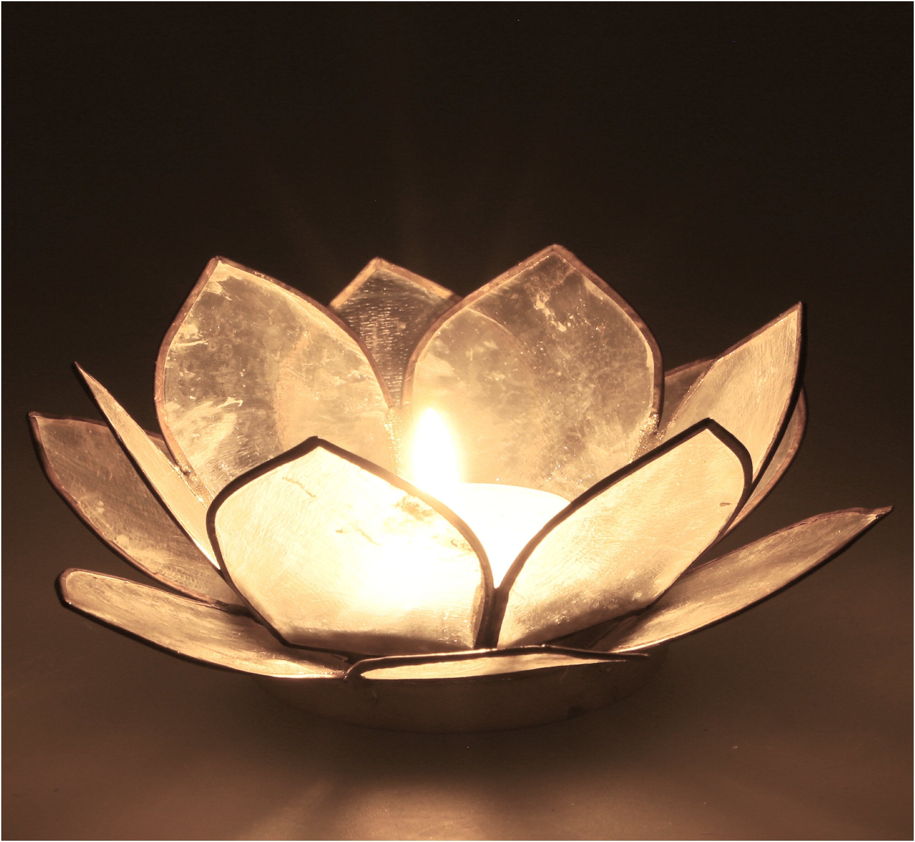 Guru-Shop Windlicht - weiß Teelicht cm Lotus Muschel 11*4