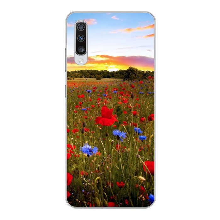 MuchoWow Handyhülle Blumenwiese - Mohnblumen - Rot Phone Case Handyhülle Samsung Galaxy A70 Silikon Schutzhülle