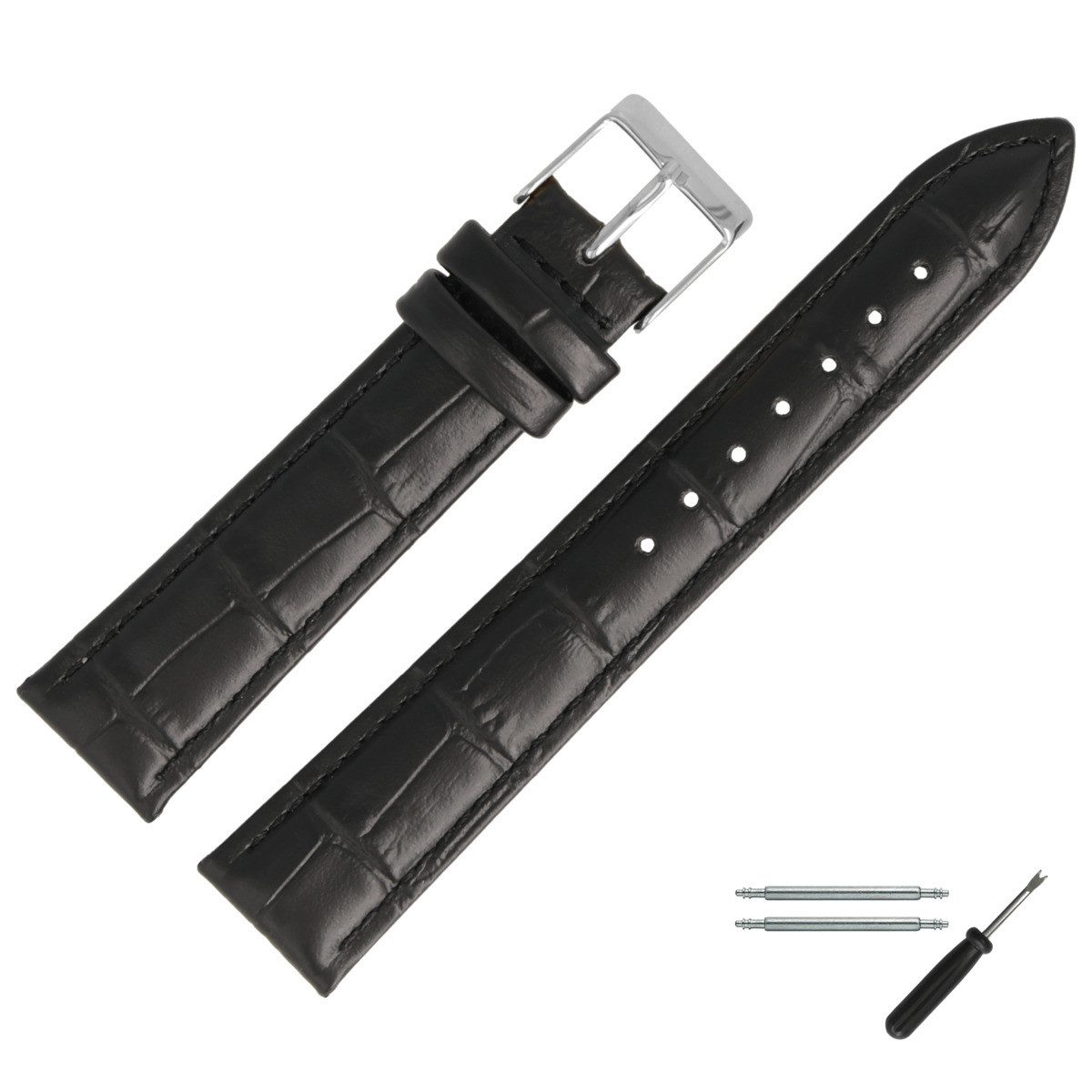 MARBURGER Uhrenarmband 20mm Leder Alligator Prägung günstig online kaufen