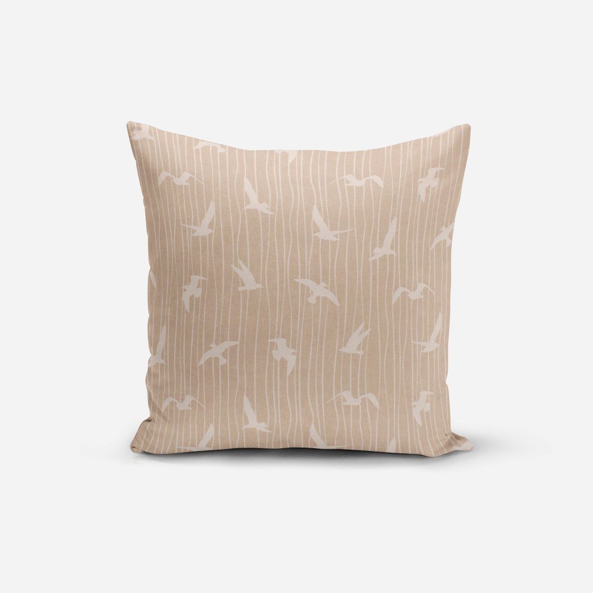 SCHÖNER LEBEN. Dekokissen Kissenhülle Iconic Seagull Stripe Möwen Streifen natur 50x50cm, made in Germany,handmade,pflegeleicht
