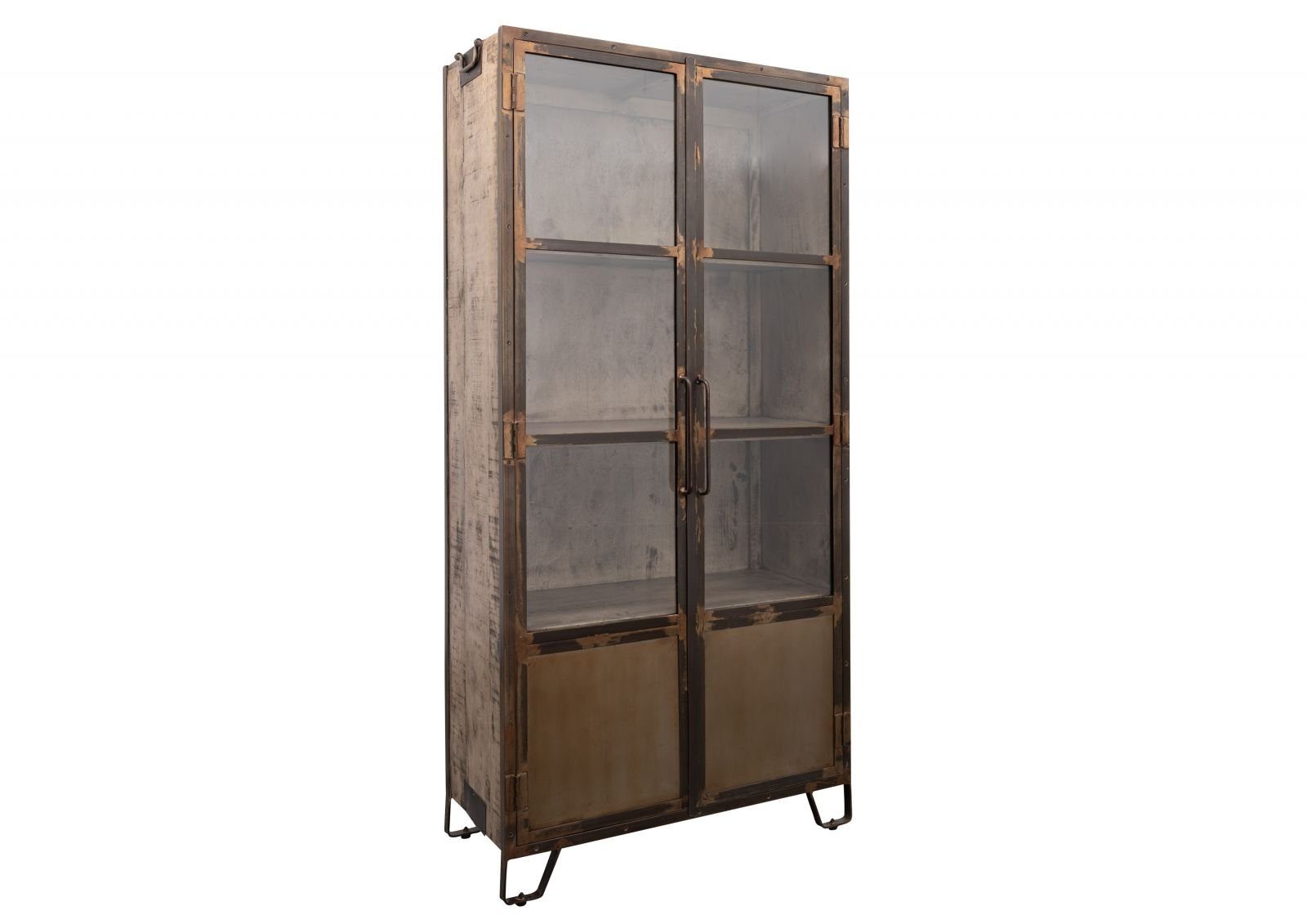 Massivmoebel24 Standvitrine HEAVY INDUSTRY (Vitrine Mango 90x40x190 braun lackiert HEAVY INDUSTRY #223) Vitrine Mango 90x40x190 braun lackiert HEAVY INDUSTRY #223