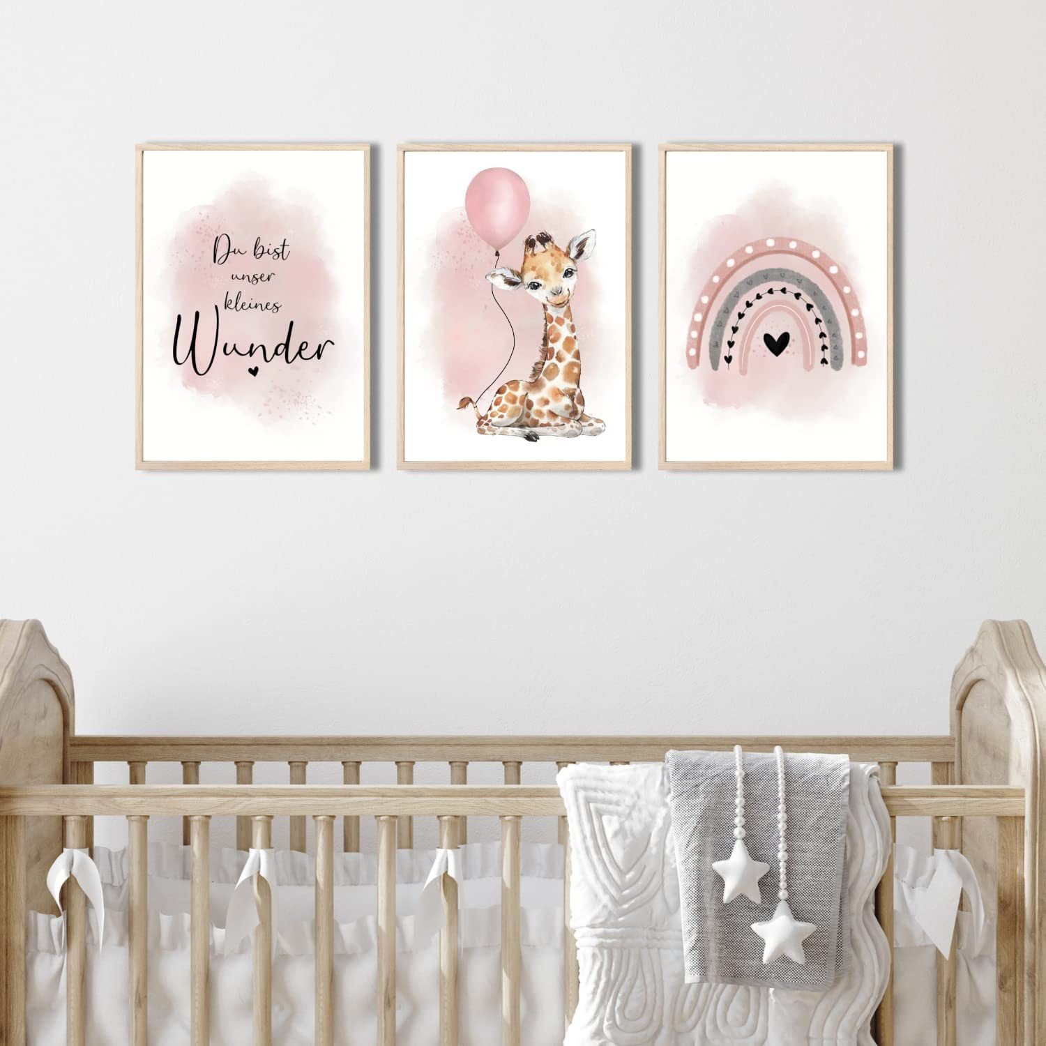 MeinBaby123® Poster Kinderzimmer Poster, Giraffe & Luftballon rosa – Bild 2 von 5