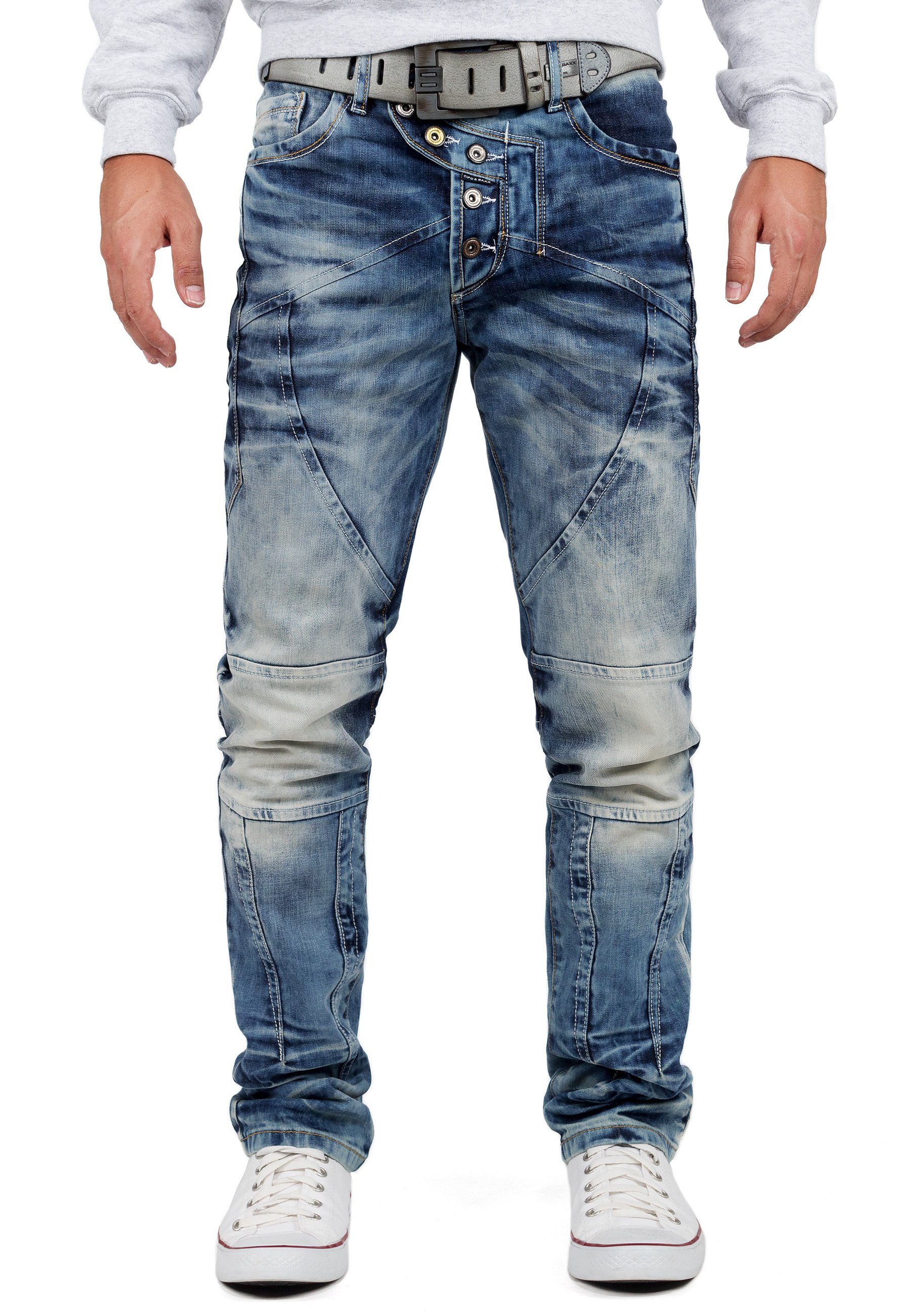 Cipo & Baxx 5-Pocket-Jeans Hose BA-CD346 Denim mit Verzierungen und Nähten