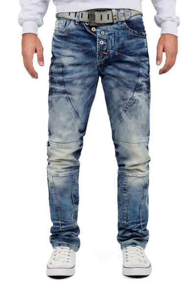 Cipo & Baxx 5-Pocket-Jeans Hose BA-CD346 W31/L32 (1-tlg) Denim mit Verzierungen und Nähten