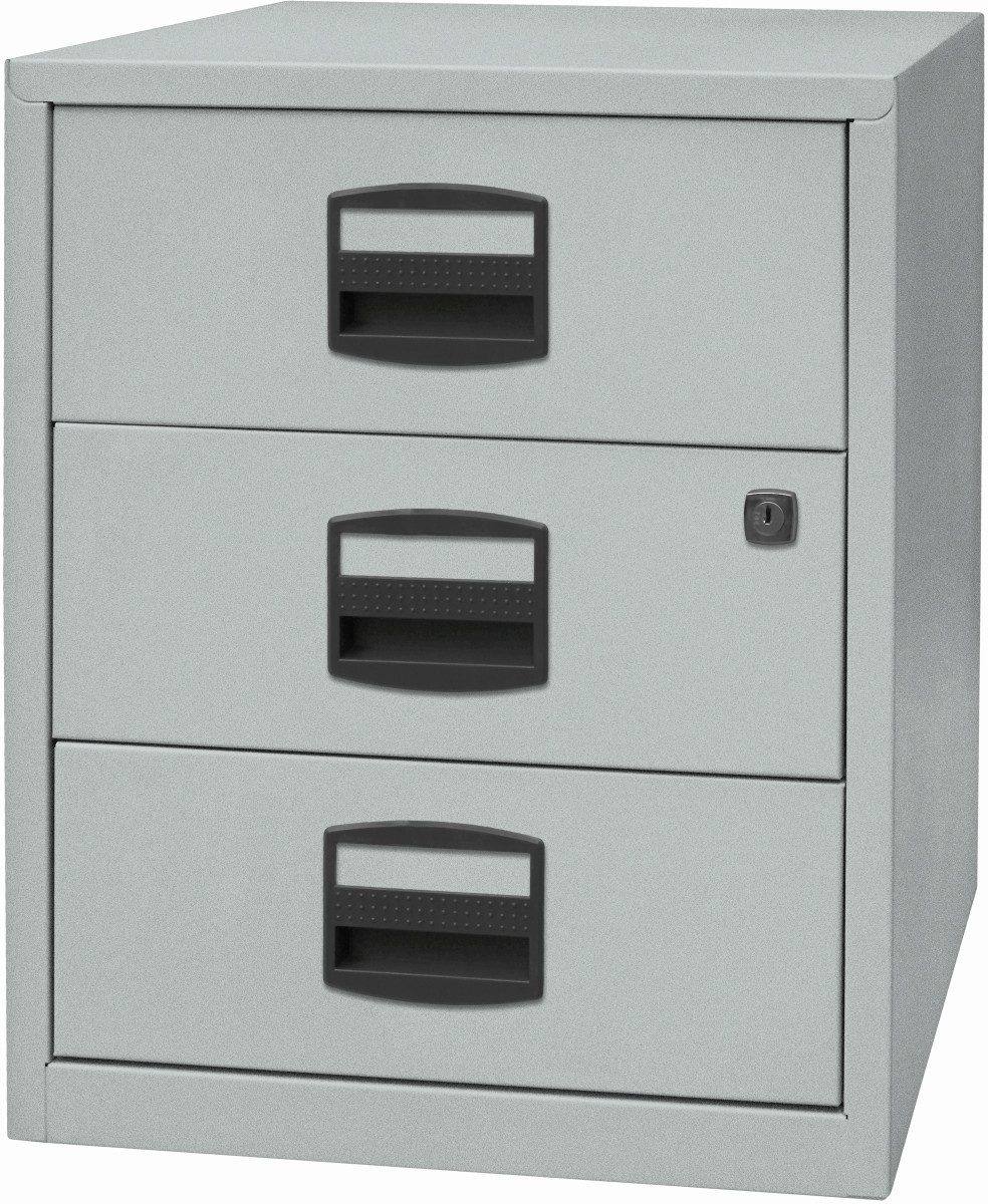 Bisley Home Hängeregisterschrank Schubladenschrank 3 Schübe 1-bahnig silber