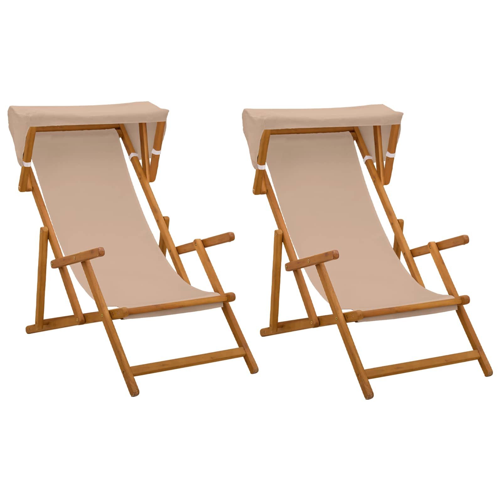 vidaXL Gartenliege Liegestuhl 2 stk. 3 Position Massives Eukalyptus Holz Taupe, 2 St.
