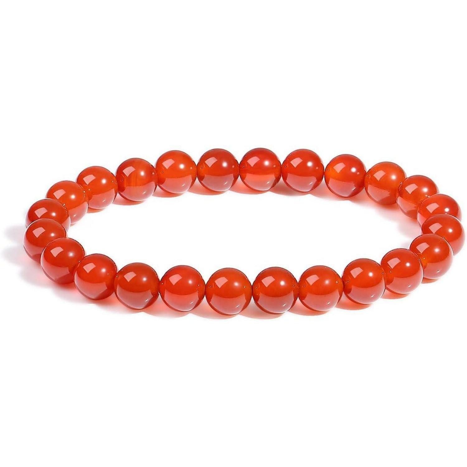 Perlenarmband Armband Perlen Kristalle Edelsteine Elastisch Damen Herren Roter Achat