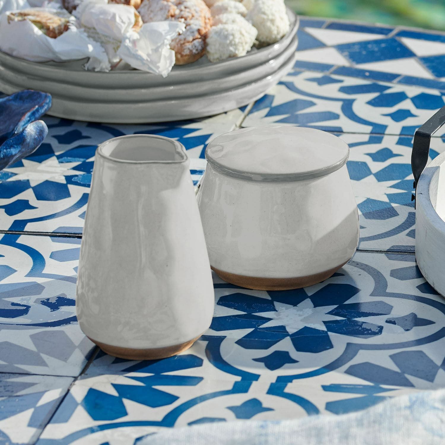 Mirabeau Geschirr-Set Zuckerdose und Milchkännchen Biarré weiß, Steinzeug
