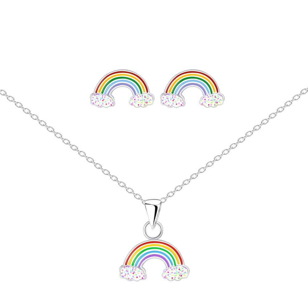 ALEXANDER YORK Schmuckset Regenbogen, 4-tlg. (Kette mit Anhänger, Ohrstecker), 925 Sterling Silber