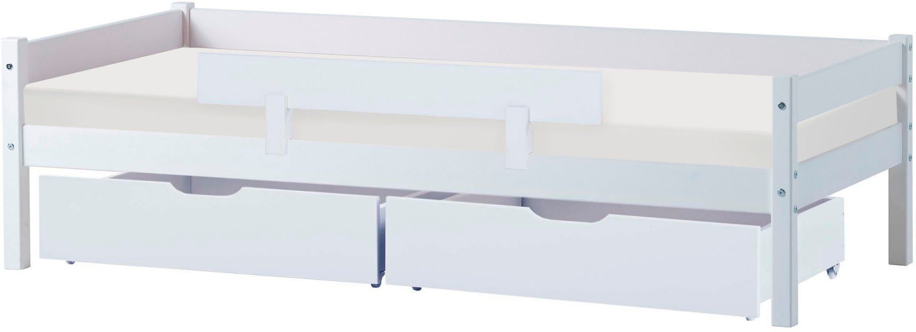 Home affaire Jugendbett ECO One - Kinderbett aus Massivholz, 70x160 cm (in mehreren Farben), Kinderbett mit abnehmbarem Rausfallschutz, mit 2 Schubkästen